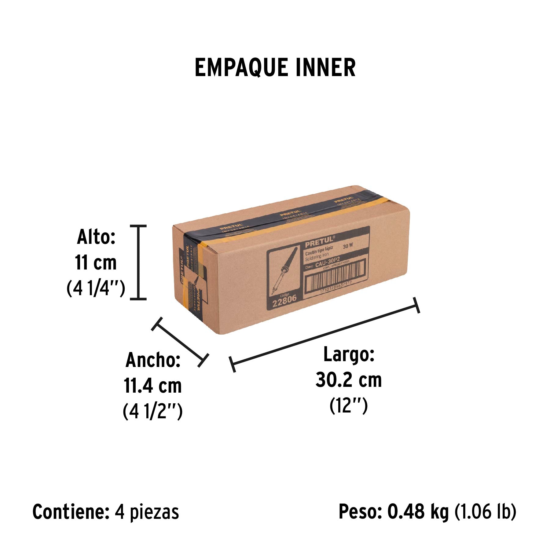 Cautín 30 W tipo lápiz para trabajo ligero, Pretul | CAU-30P2 | 22806