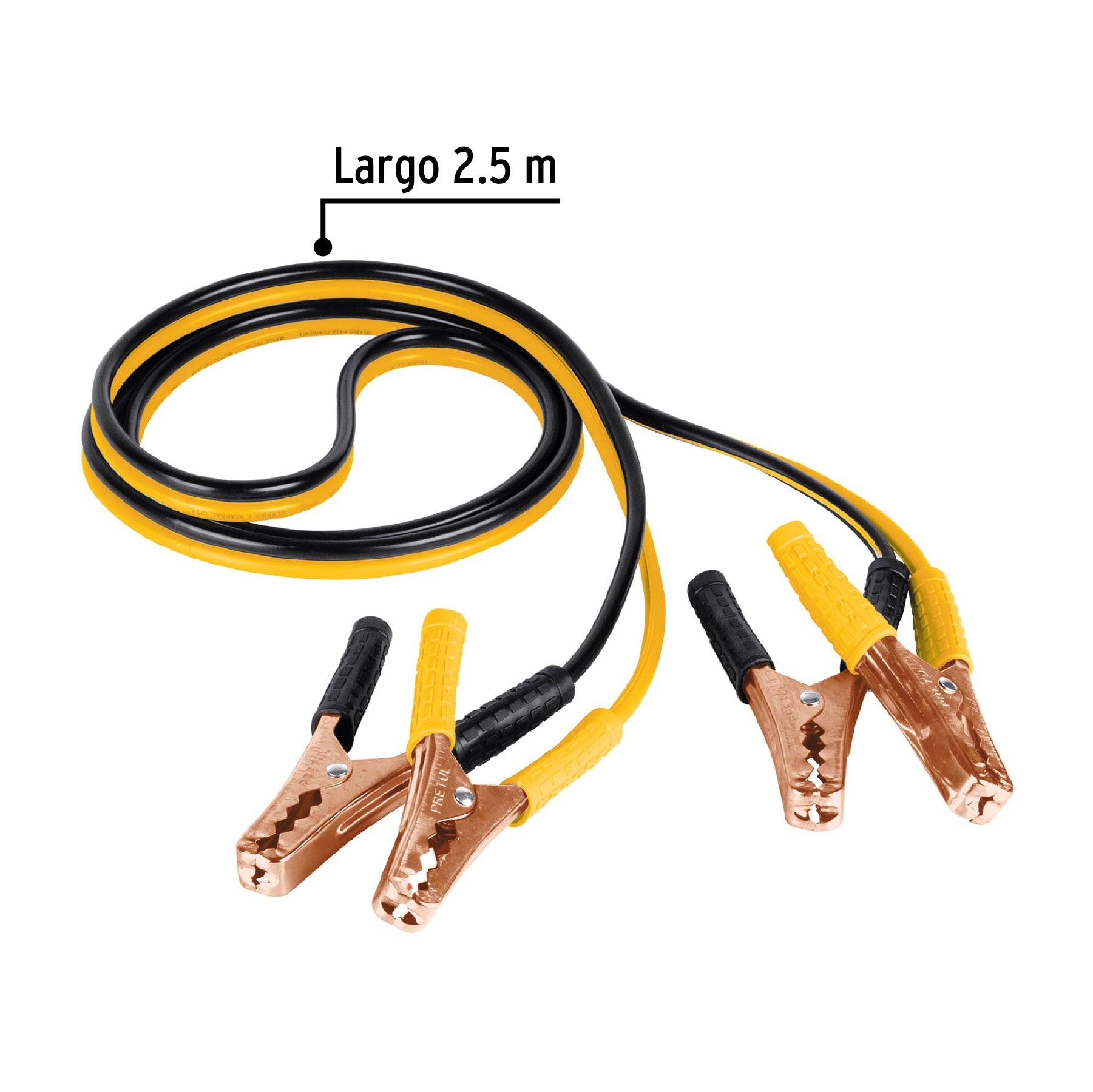 Cables pasa corriente 2.5m, 125 A, 10 AWG, con funda, Pretul | CAP-2510P | 22808
