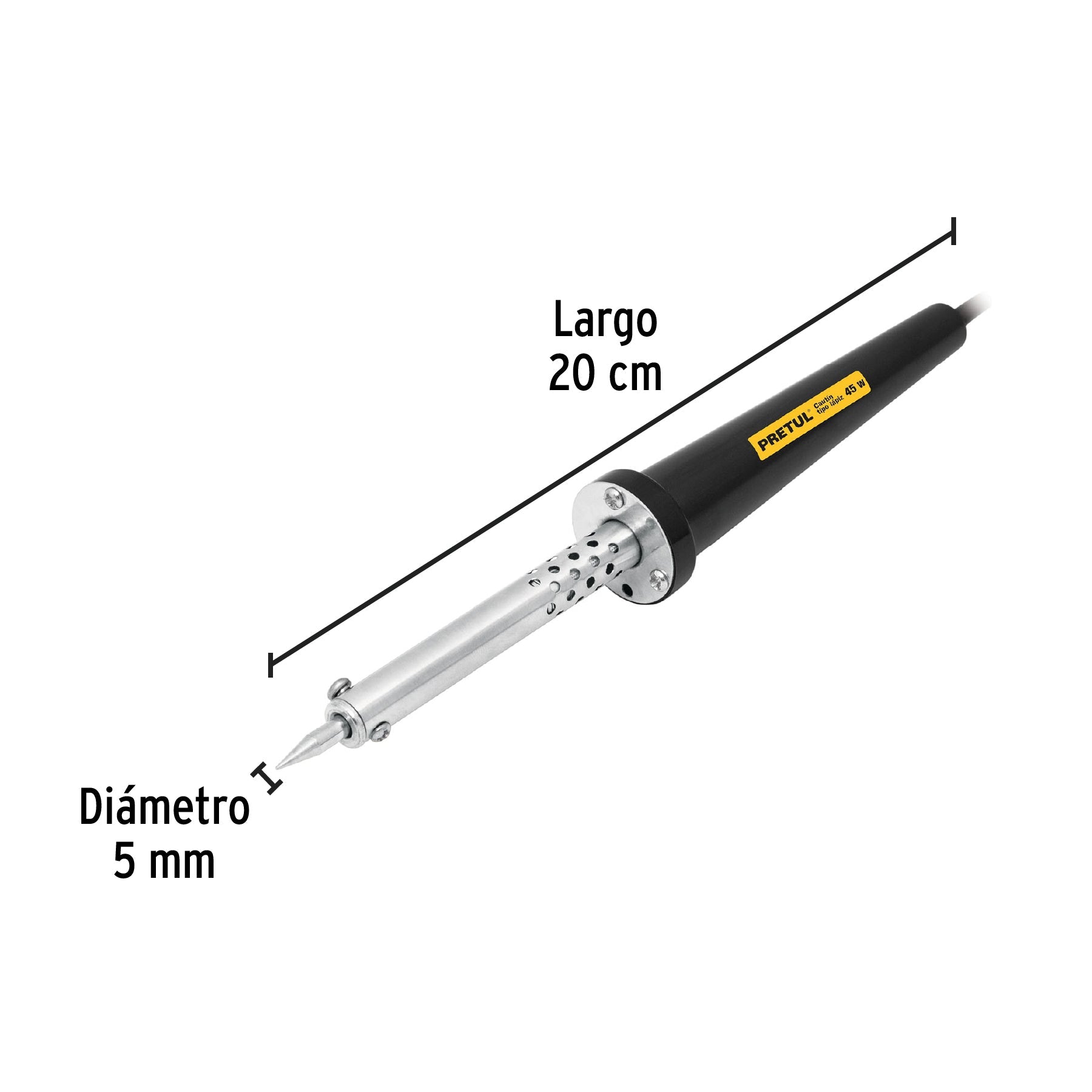 Cautín 45 W tipo lápiz para trabajo medio, Pretul | CAU-45P2 | 22809