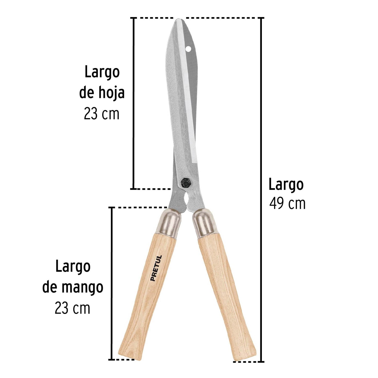 Tijera para poda 49 cm, mgos de madera, PRETUL | T-19P | 23060