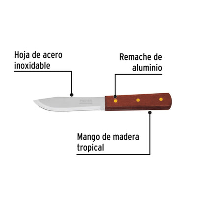 Cuchillo cebollero 5' mango de madera, Pretul | CUCH-M50 | 23075