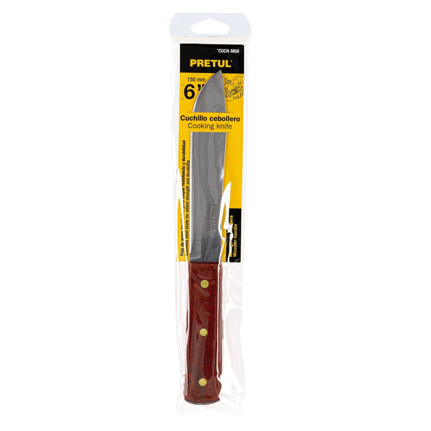 Cuchillo cebollero 6' mango de madera, Pretul | CUCH-M60 | 23076