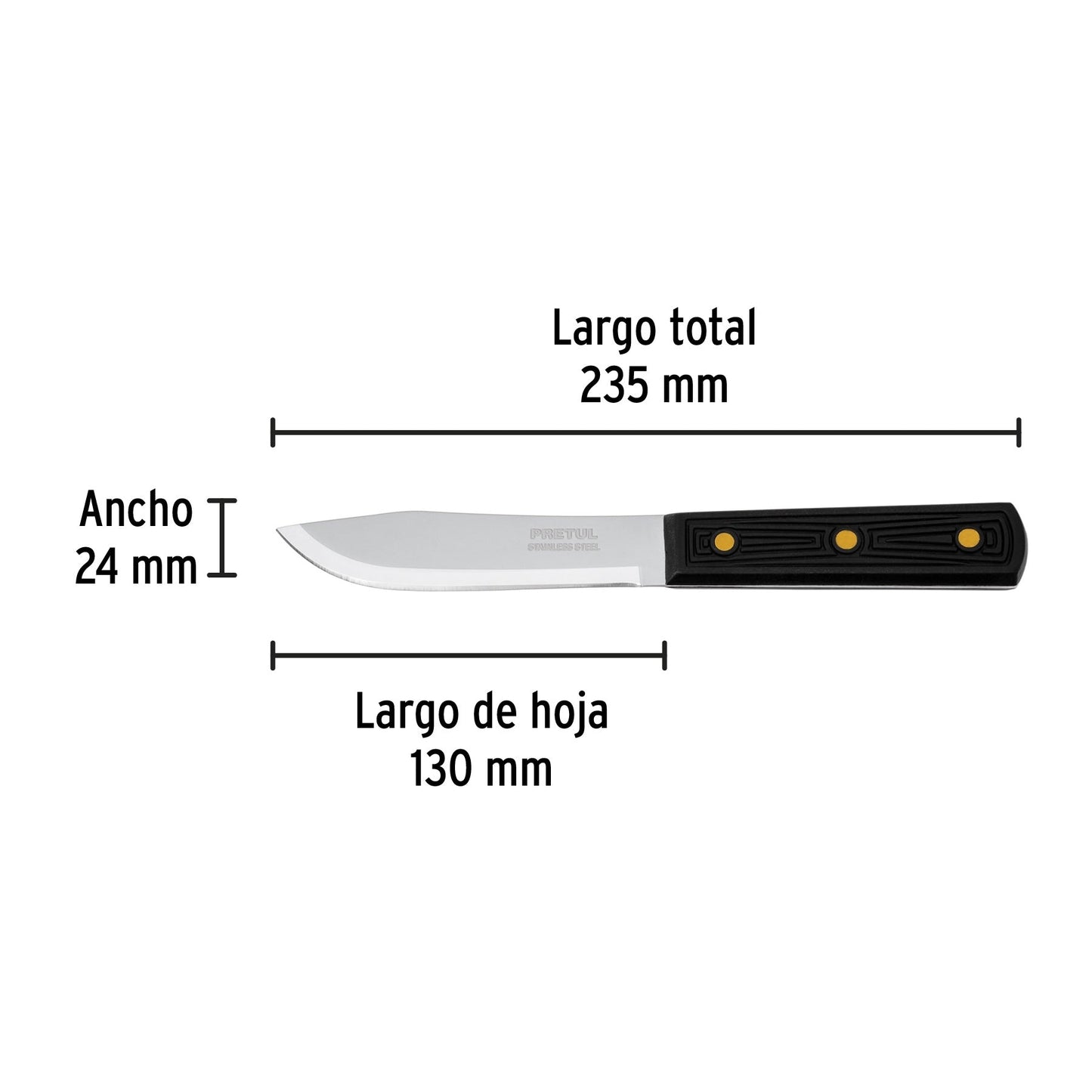 Cuchillo cebollero 5' mango de polipropileno, Pretul | CUCH-P50 | 23084