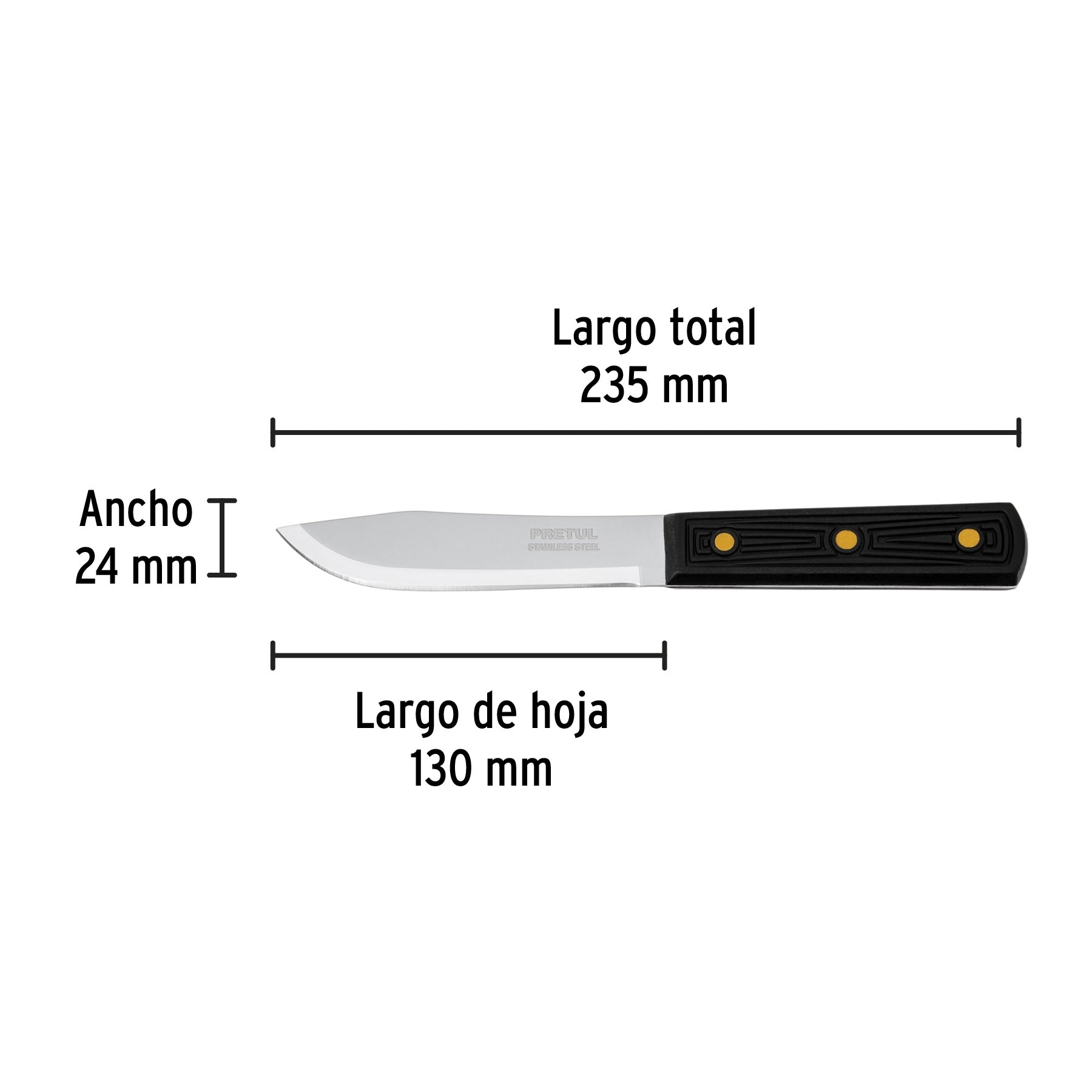 Cuchillo cebollero 5' mango de polipropileno, Pretul | CUCH-P50 | 23084