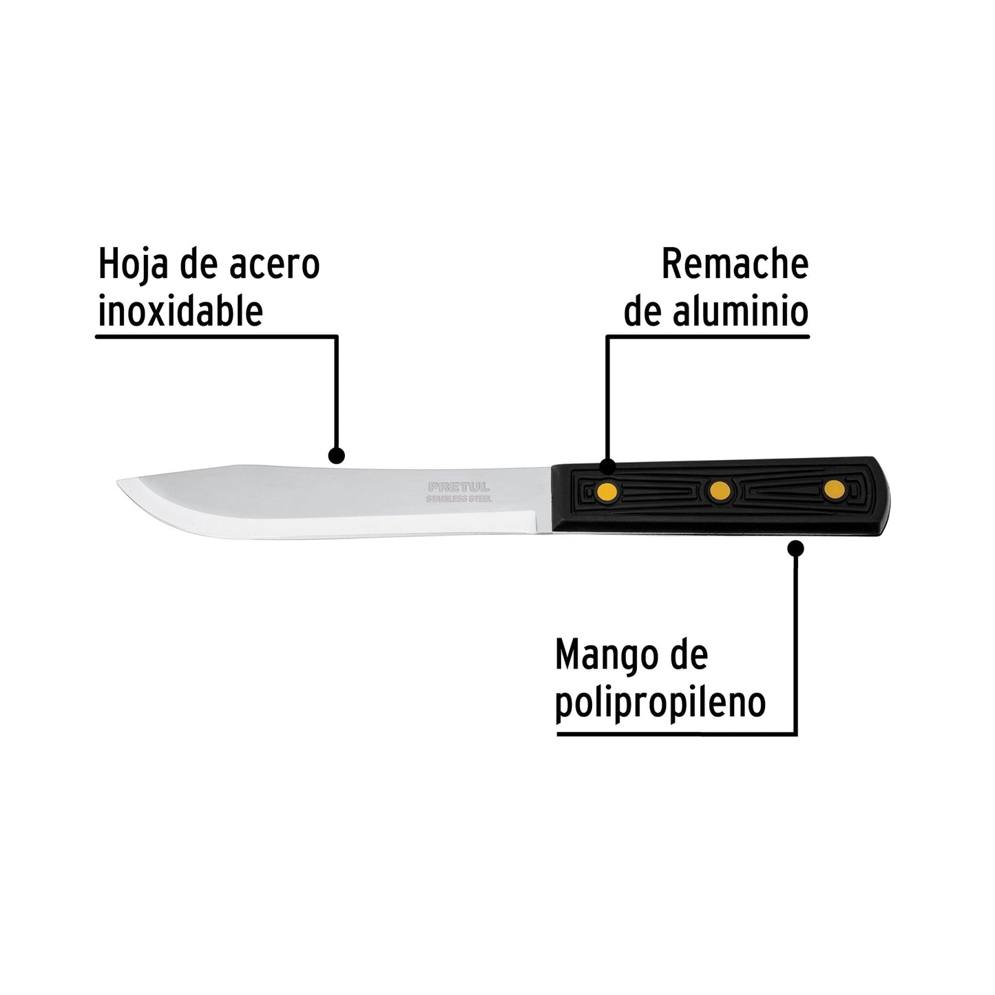 Cuchillo cebollero 6' mango de polipropileno, Pretul | CUCH-P60 | 23085