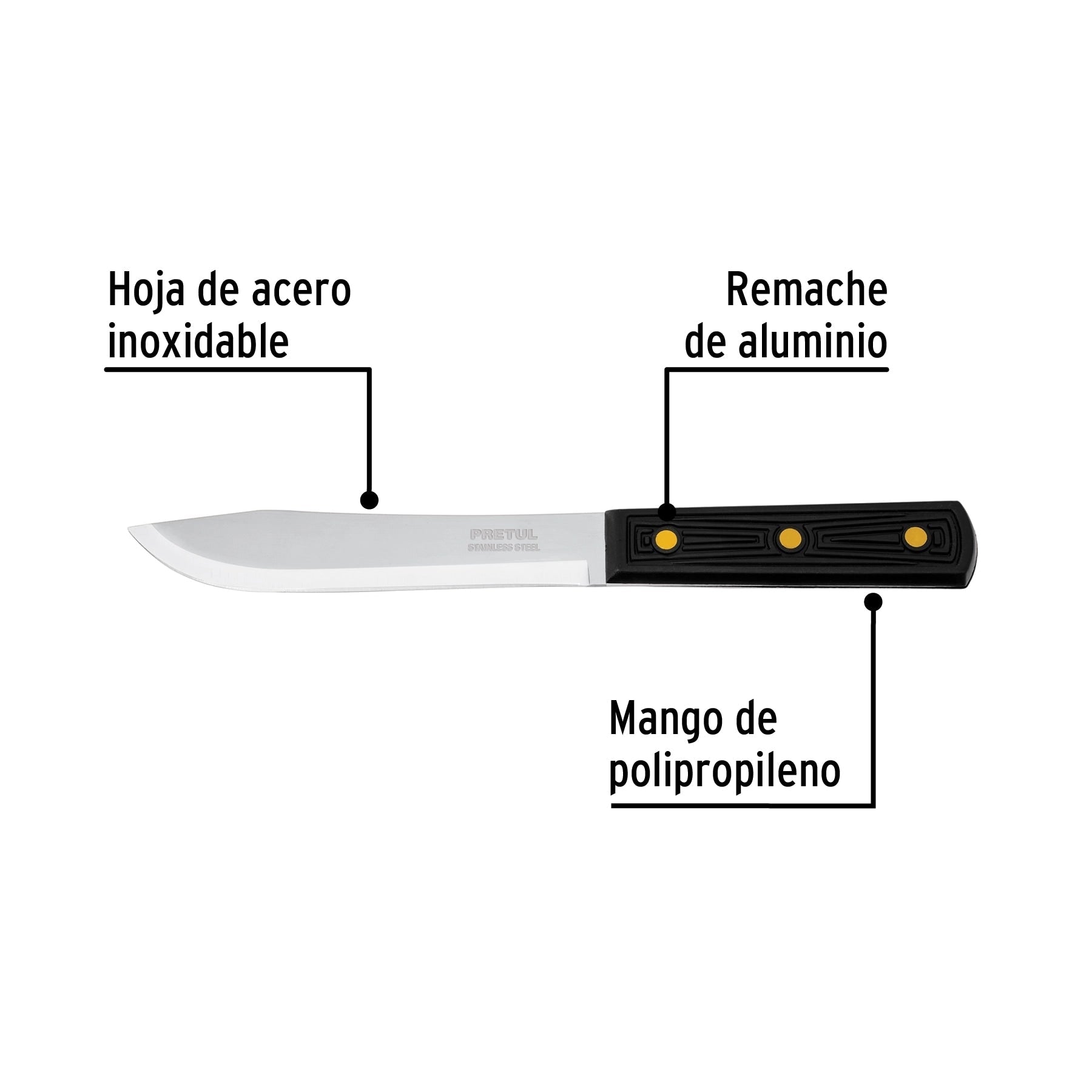 Cuchillo cebollero 6' mango de polipropileno, Pretul | CUCH-P60 | 23085