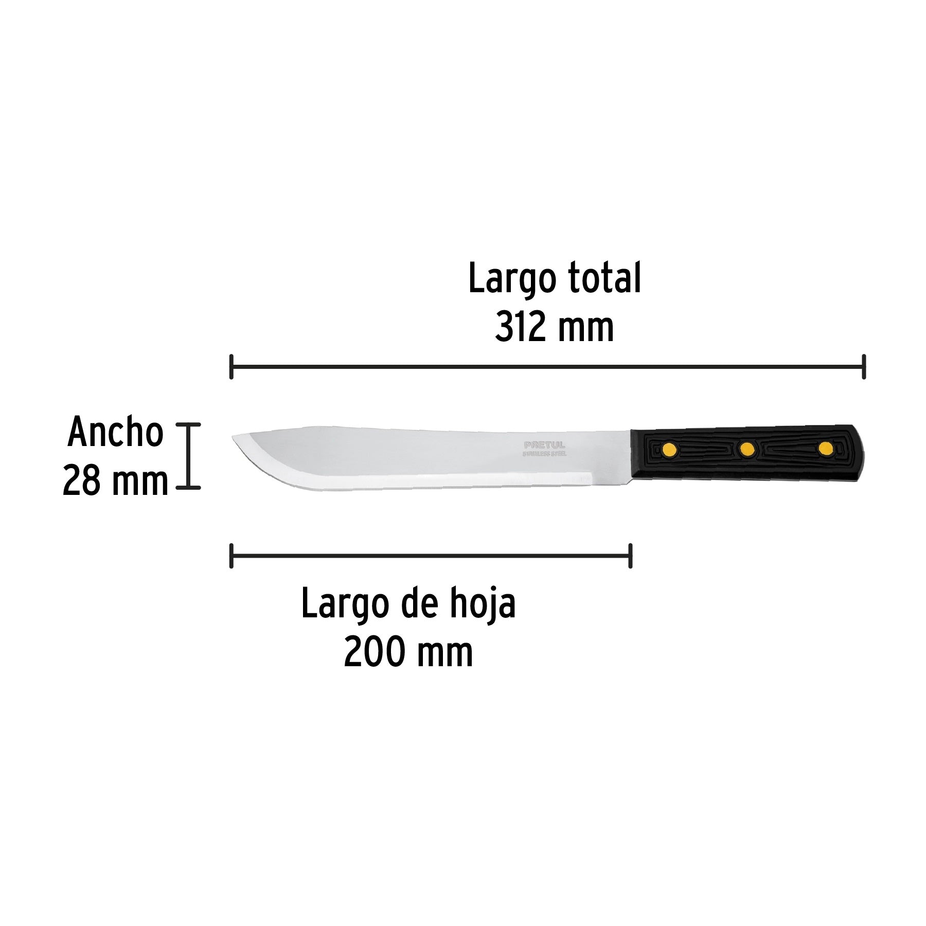 Cuchillo cebollero 8' mango de polipropileno, Pretul | CUCH-P80 | 23087