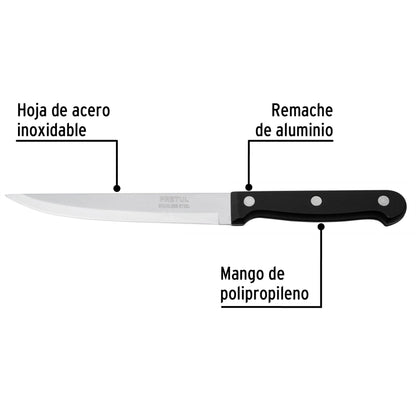 Cuchillo liso para asado 5' mango de plástico, Pretul | CUCH-P53 | 23093