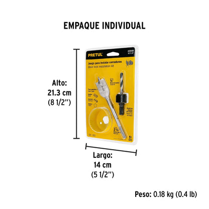 Juego de 3 piezas para instalar cerraduras, Pretul | KIT-3P | 23549