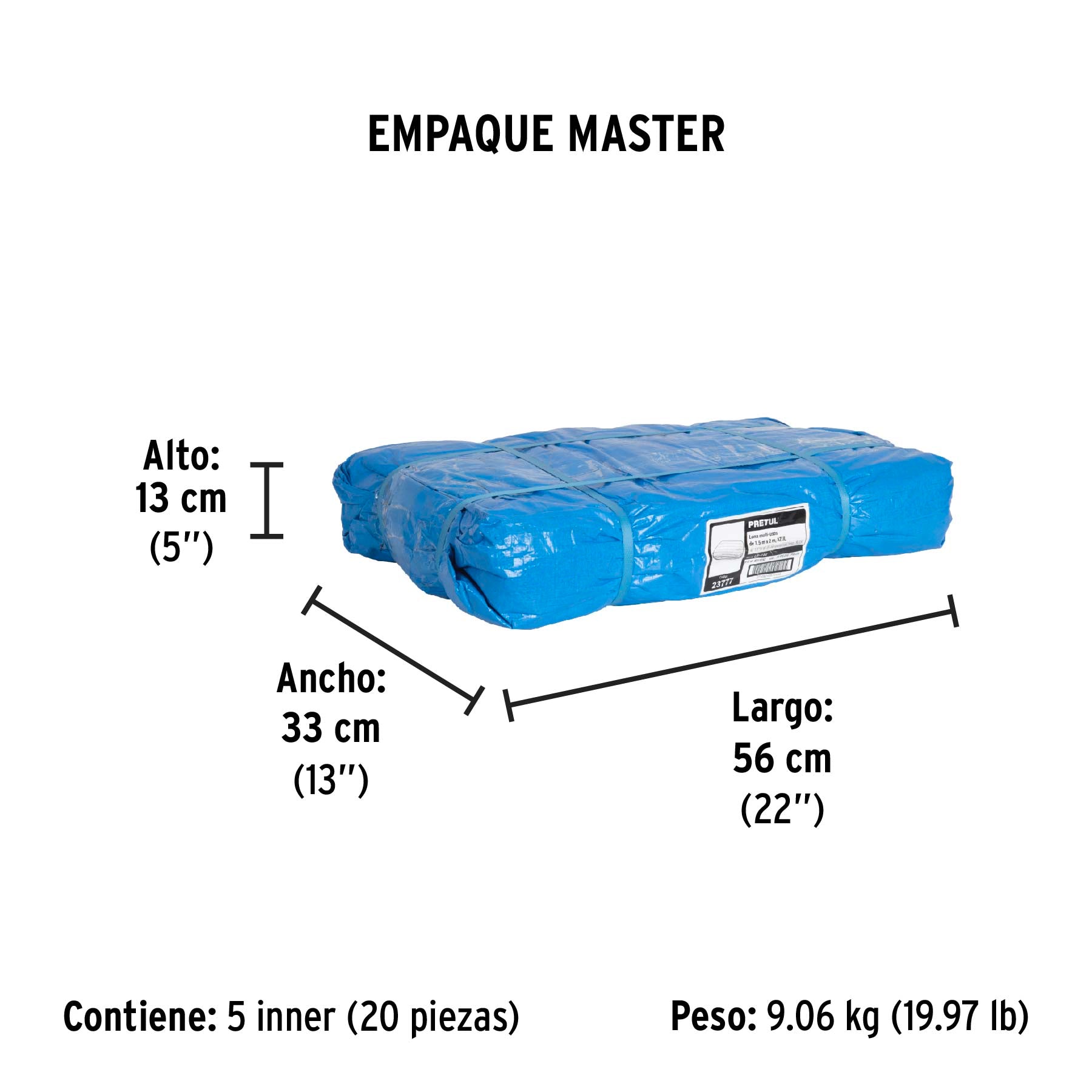 Lona de polietileno 1.5 x 2 m, azul, 110 g/m2, PRETUL | LP-152 | 23777