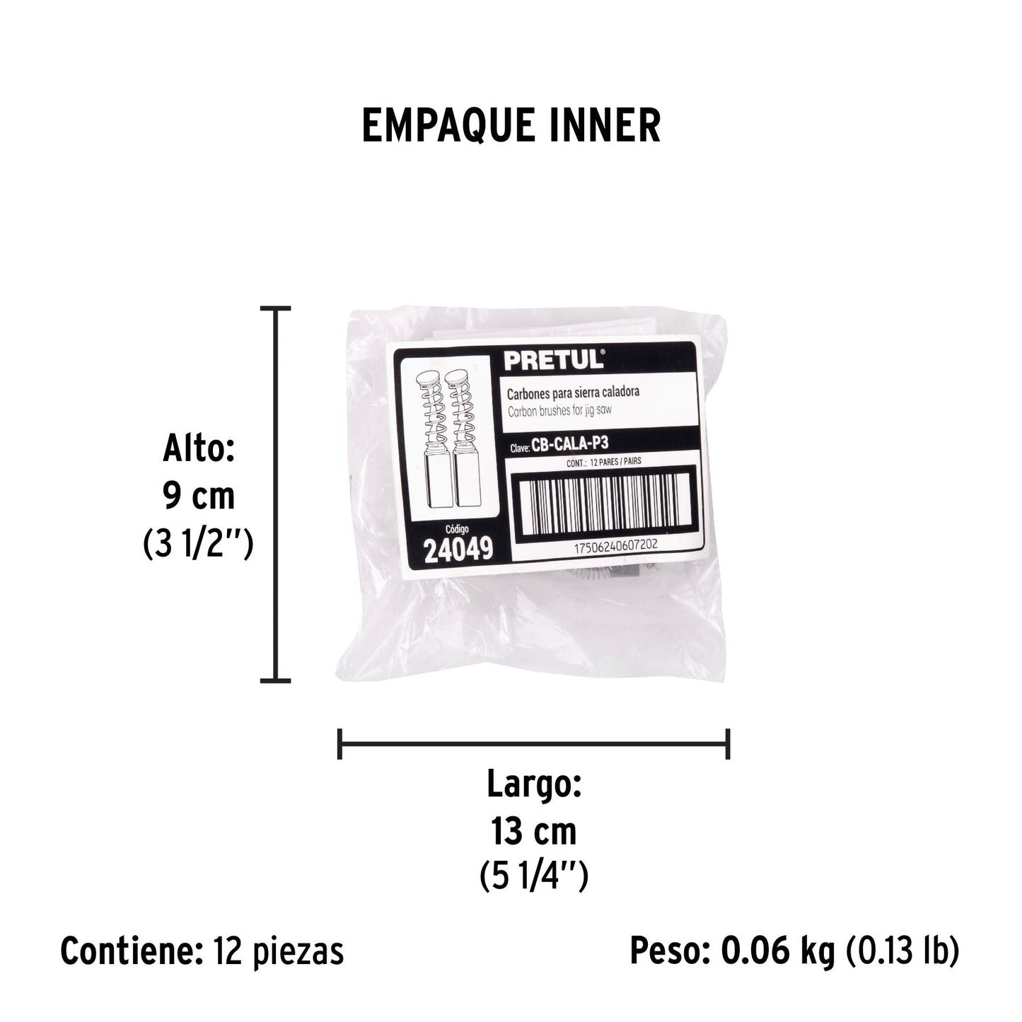 Bolsa con 2 carbones de repuesto para CALA-P3, PRETUL | CB-CALA-P3 | 24049
