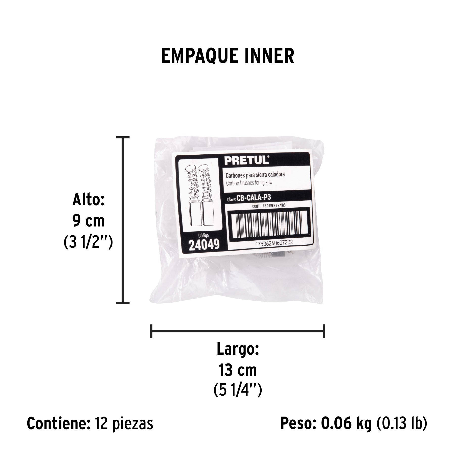Bolsa con 2 carbones de repuesto para CALA-P3, PRETUL | CB-CALA-P3 | 24049