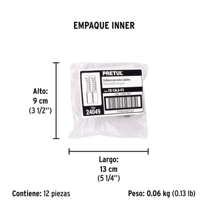 Bolsa con 2 carbones de repuesto para CALA-P3, PRETUL | CB-CALA-P3 | 24049