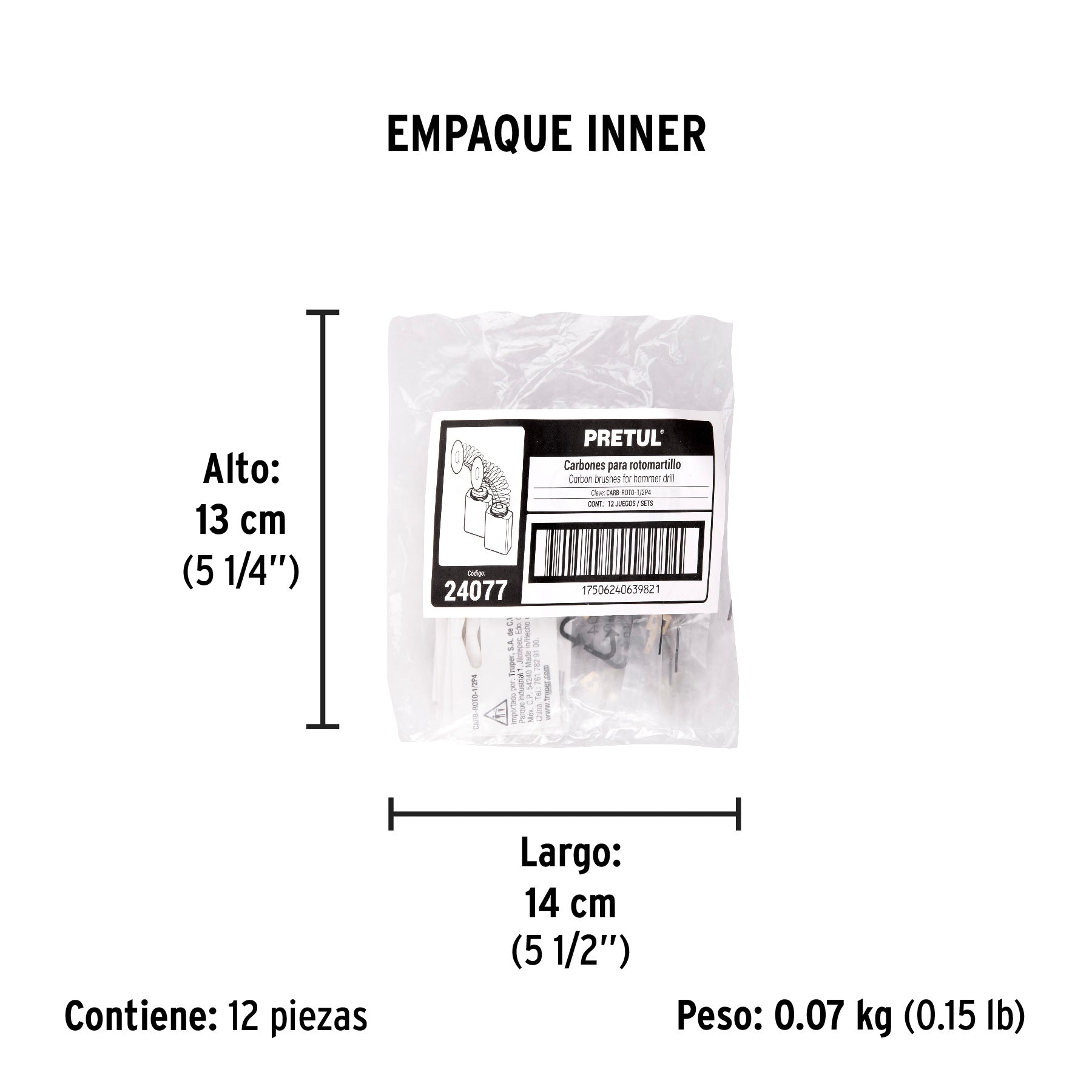 Bolsa con 2 carbones de repuesto para ROTO-1/2P4, PRETUL | CB-ROTO-1/2P4 | 24077