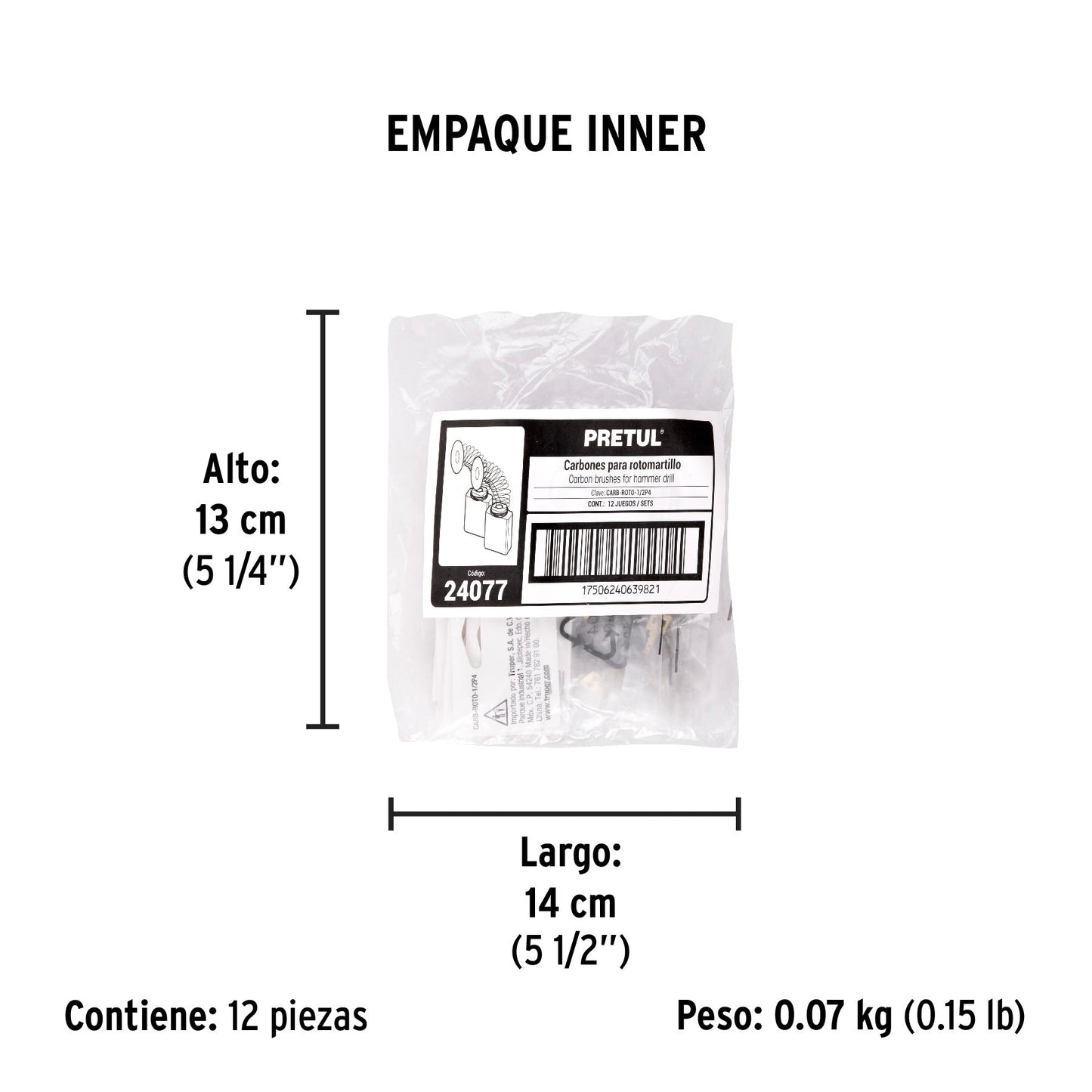 Bolsa con 2 carbones de repuesto para ROTO-1/2P4, PRETUL | CB-ROTO-1/2P4 | 24077