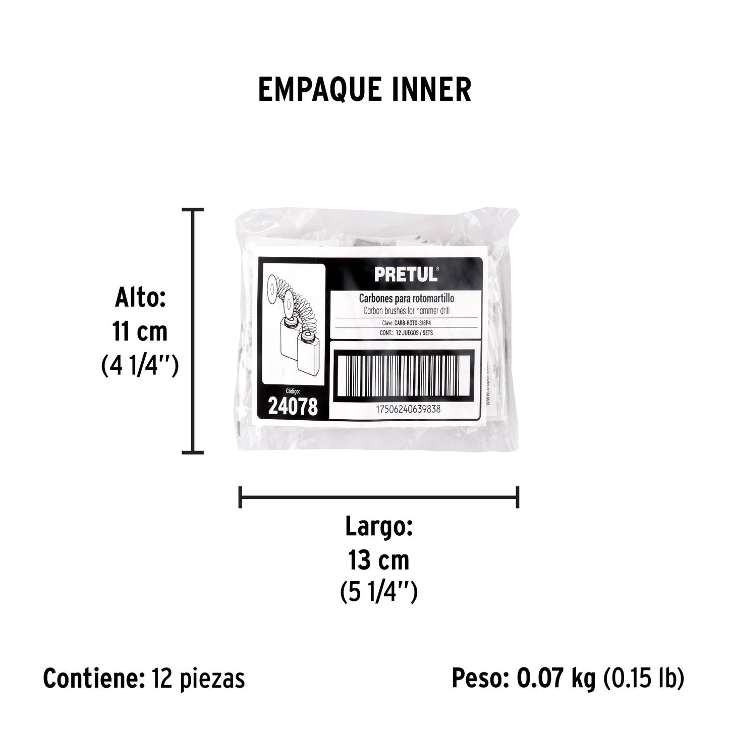 Bolsa con 2 carbones de repuesto para ROTO-3/8P4, PRETUL | CB-ROTO-3/8P4 | 24078