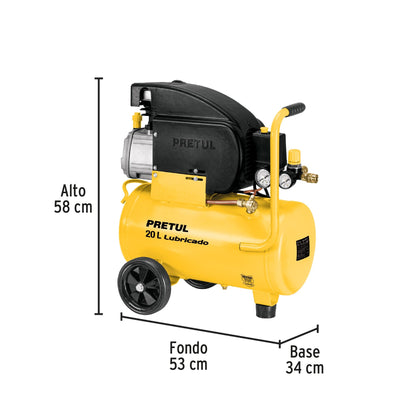 Kit Compresor lub, 20L, manguera y pistola grav,127V, PRETUL | COMP-KIT20P3 | 24079