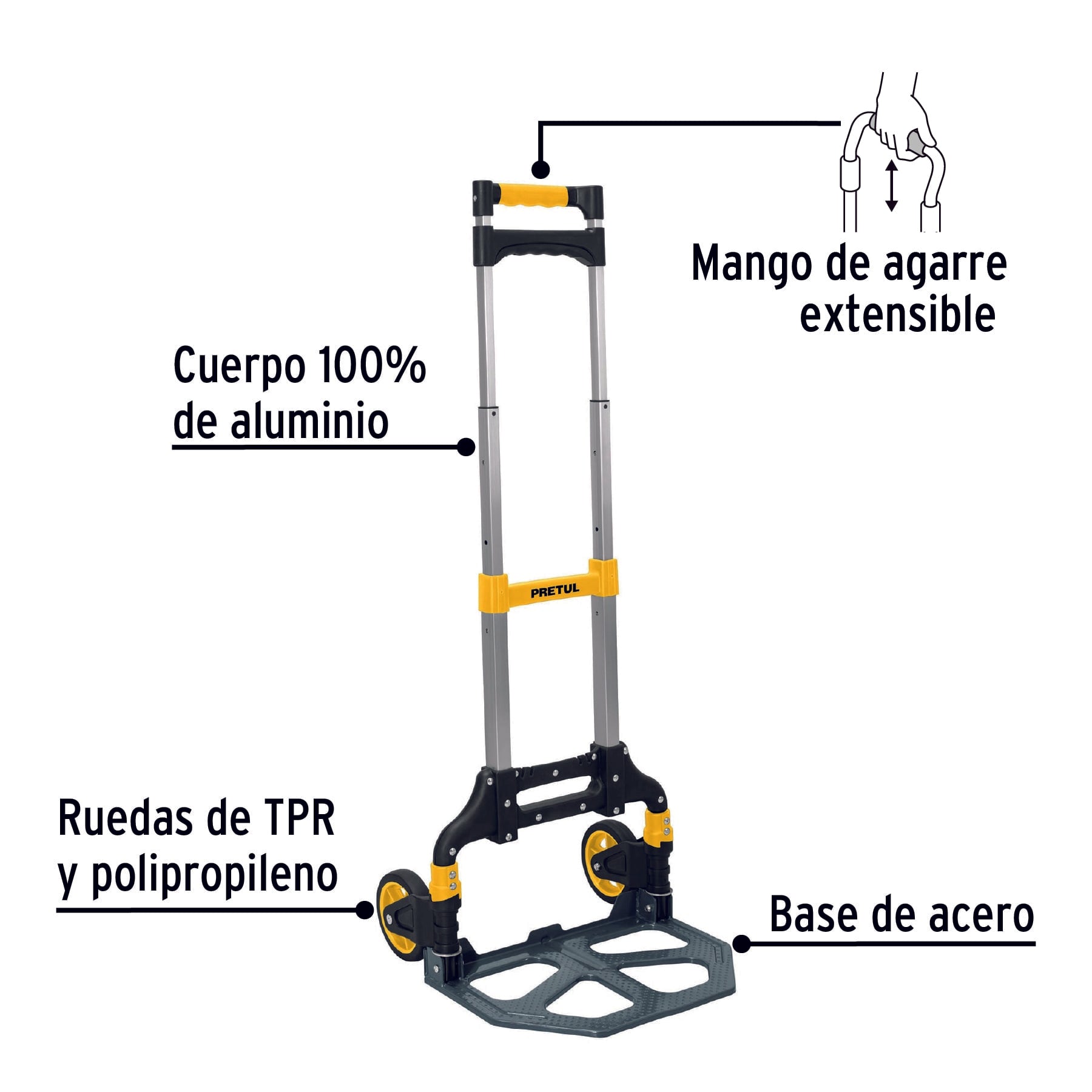 Diablo de carga, plegable, 100 kg, Pretul | DIA-100P | 24127