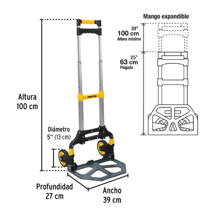 Diablo de carga, plegable, 100 kg, Pretul | DIA-100P | 24127
