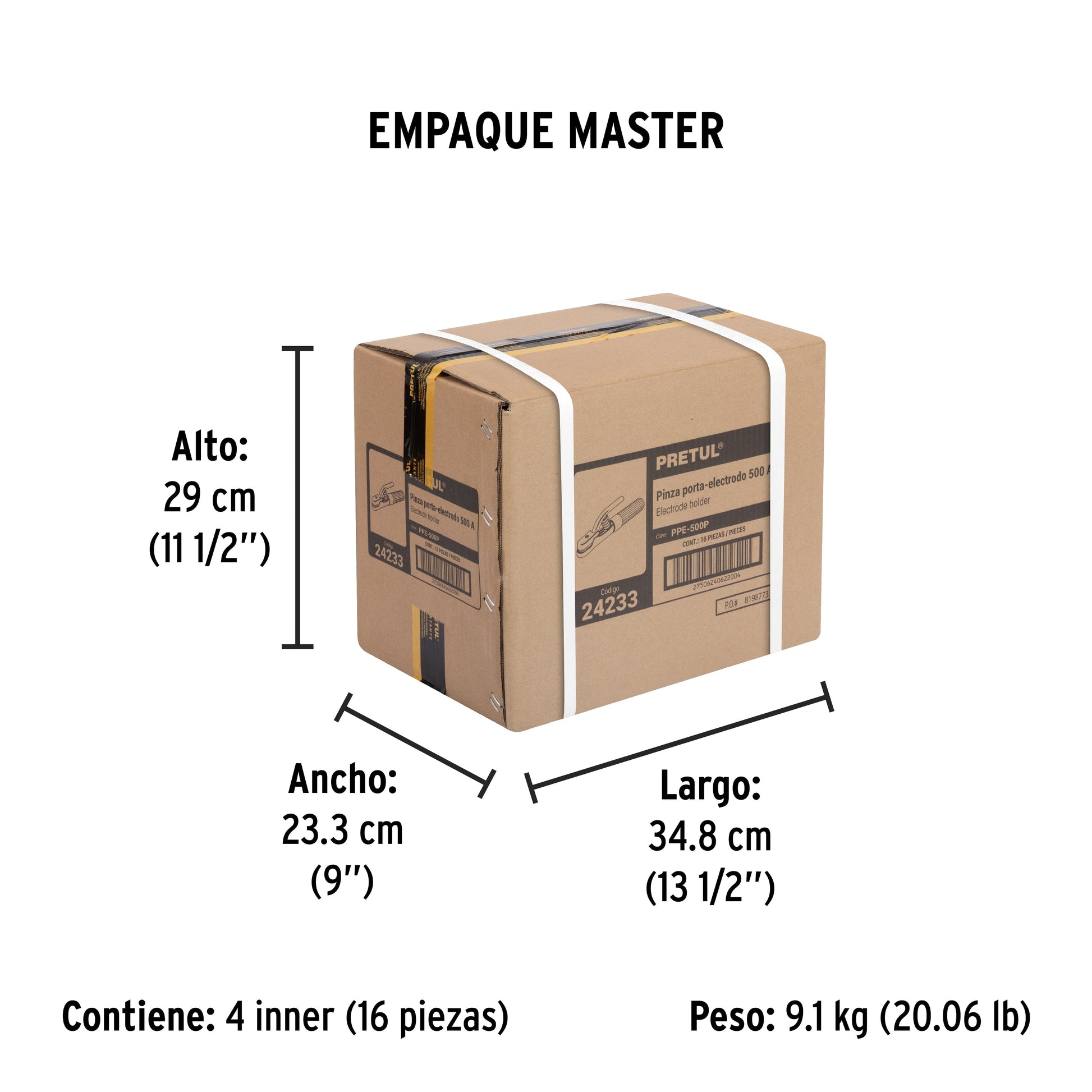 Pinza porta electrodos de 500 Amperes, PRETUL | PPE-500P | 24233