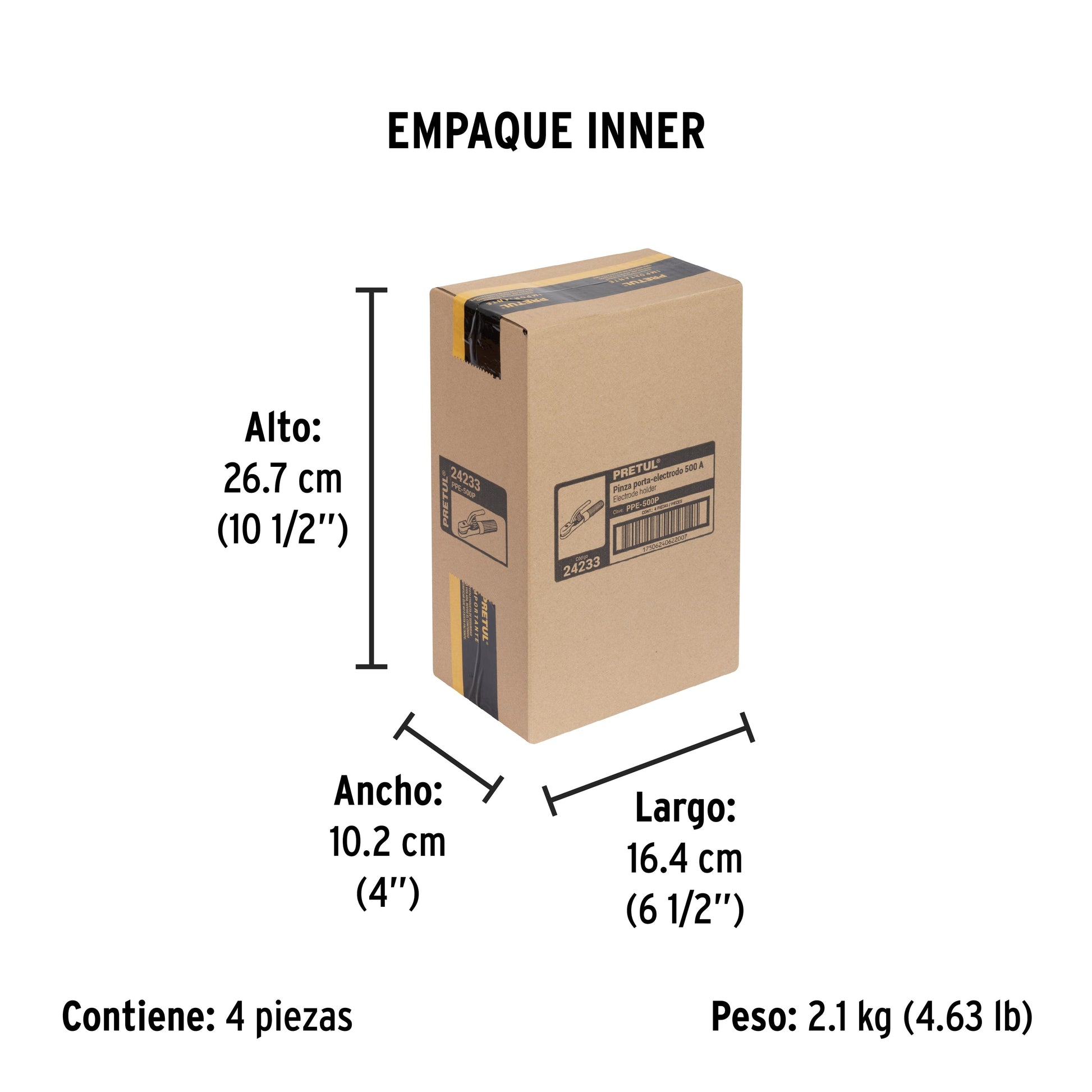 Pinza porta electrodos de 500 Amperes, PRETUL | PPE-500P | 24233