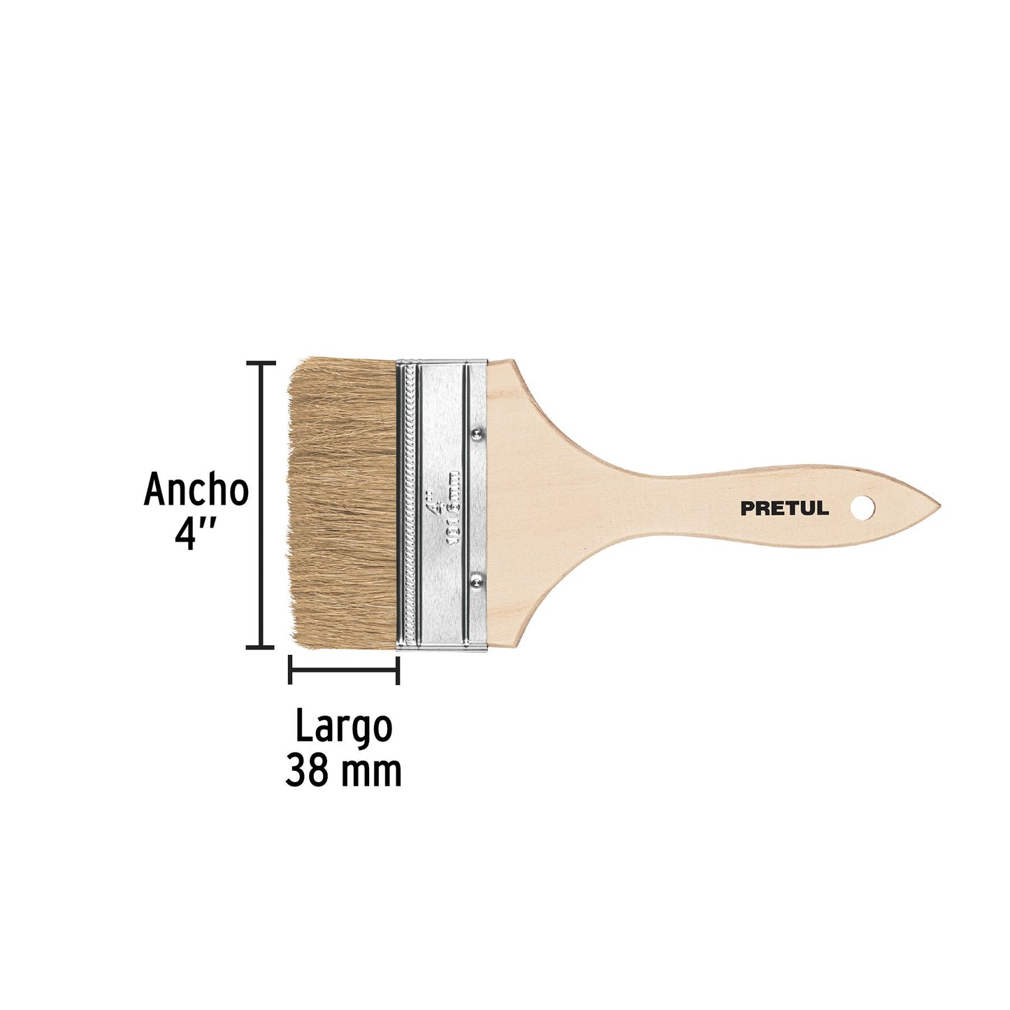 Brocha uso general de 4' con mango de madera, Pretul | BRE-4 | 24476