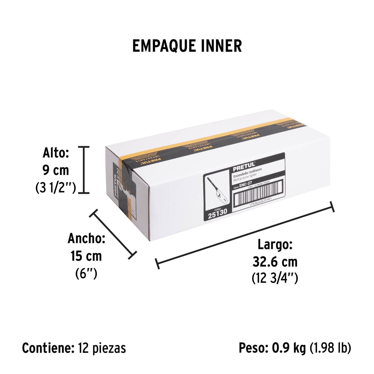 Encendedor multiusos, recargable, 27 cm, PRETUL | ENC-27 | 25130