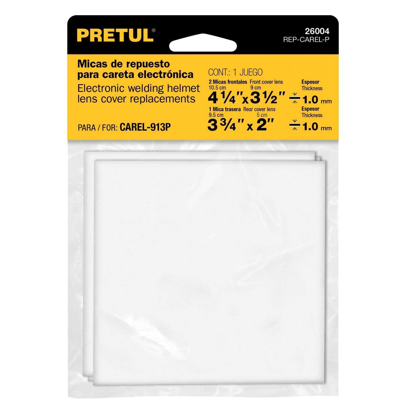 Bolsa c/3 micas para careta CAREL-11FP, 11AP y 913P, PRETUL | REP-CAREL-P | 26004