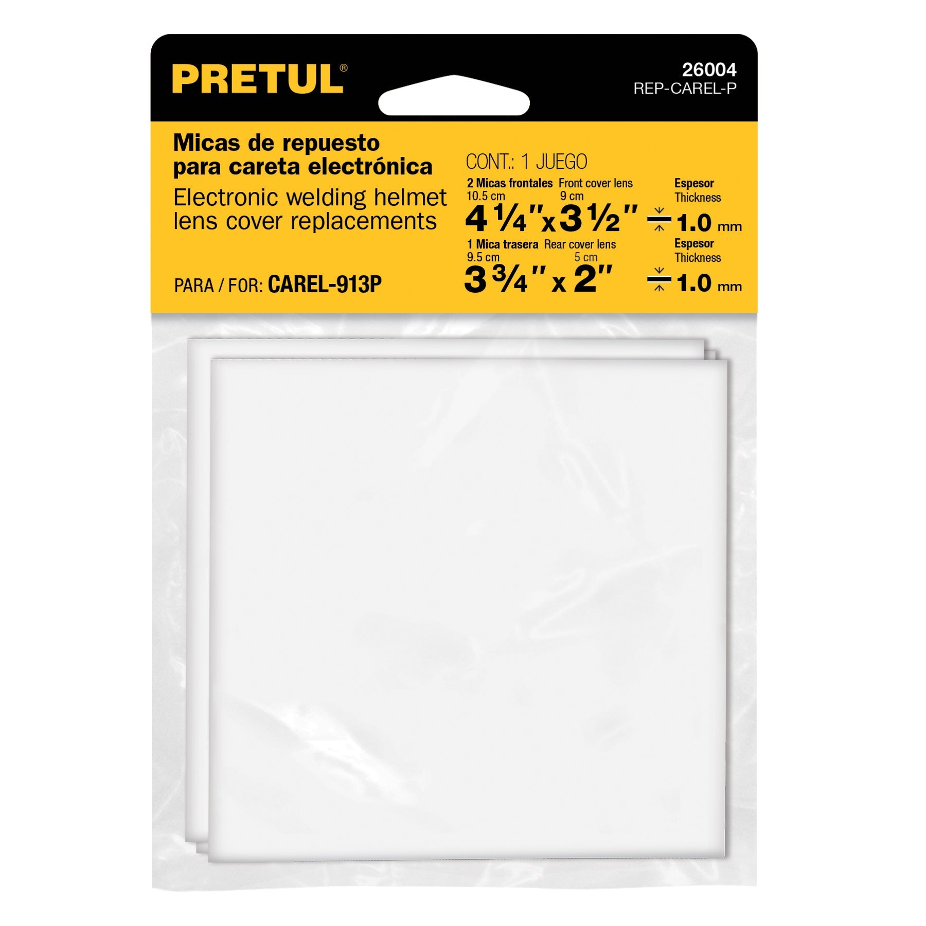 Bolsa c/3 micas para careta CAREL-11FP, 11AP y 913P, PRETUL | REP-CAREL-P | 26004