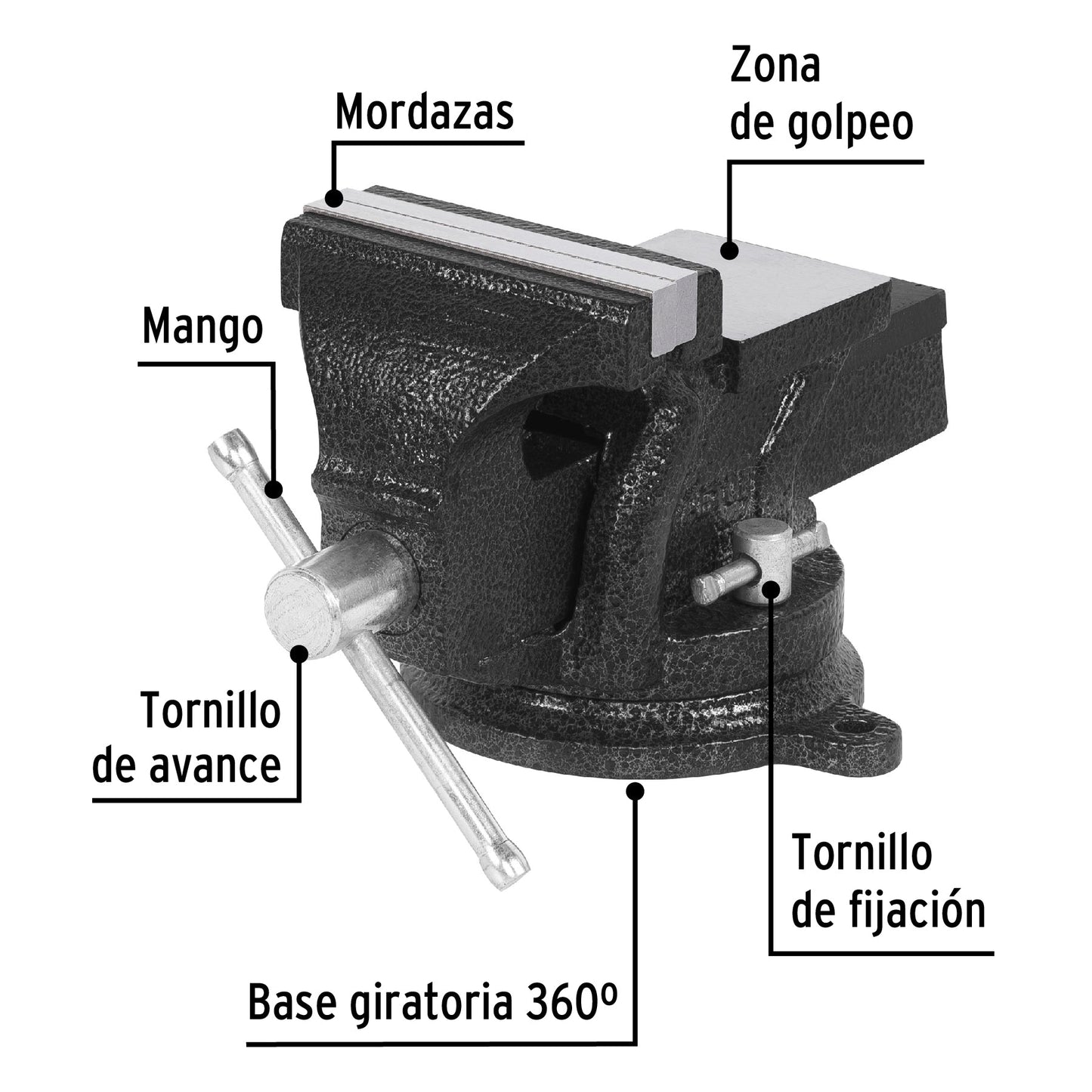 Tornillo de banco 4' de hierro gris, Pretul | TB-4P | 26039
