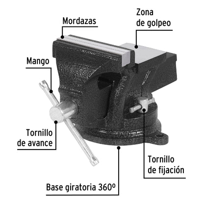 Tornillo de banco 4' de hierro gris, Pretul | TB-4P | 26039