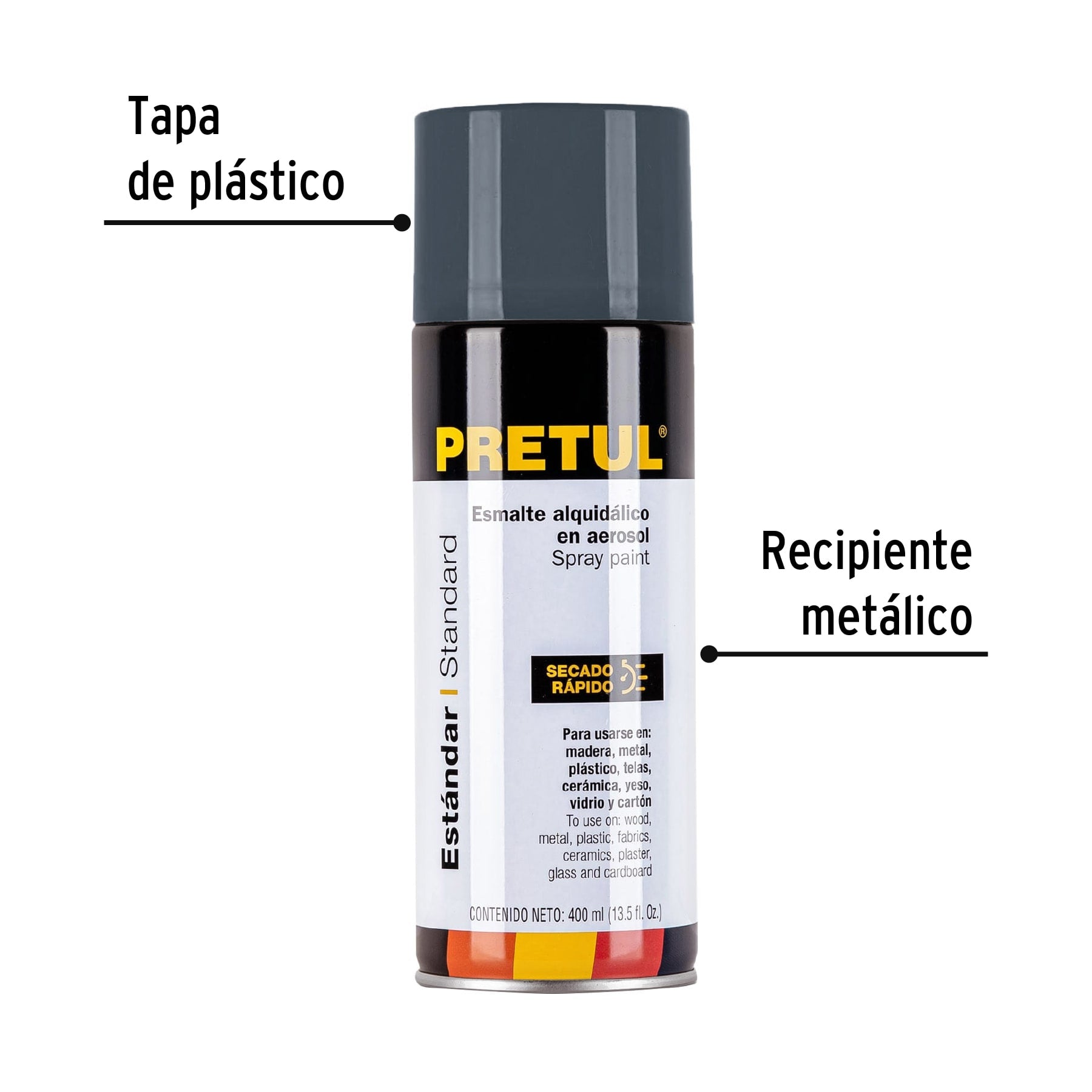 Pintura en aerosol, gris primario, 400ml,Pretul | PAP-GR-P | 27002