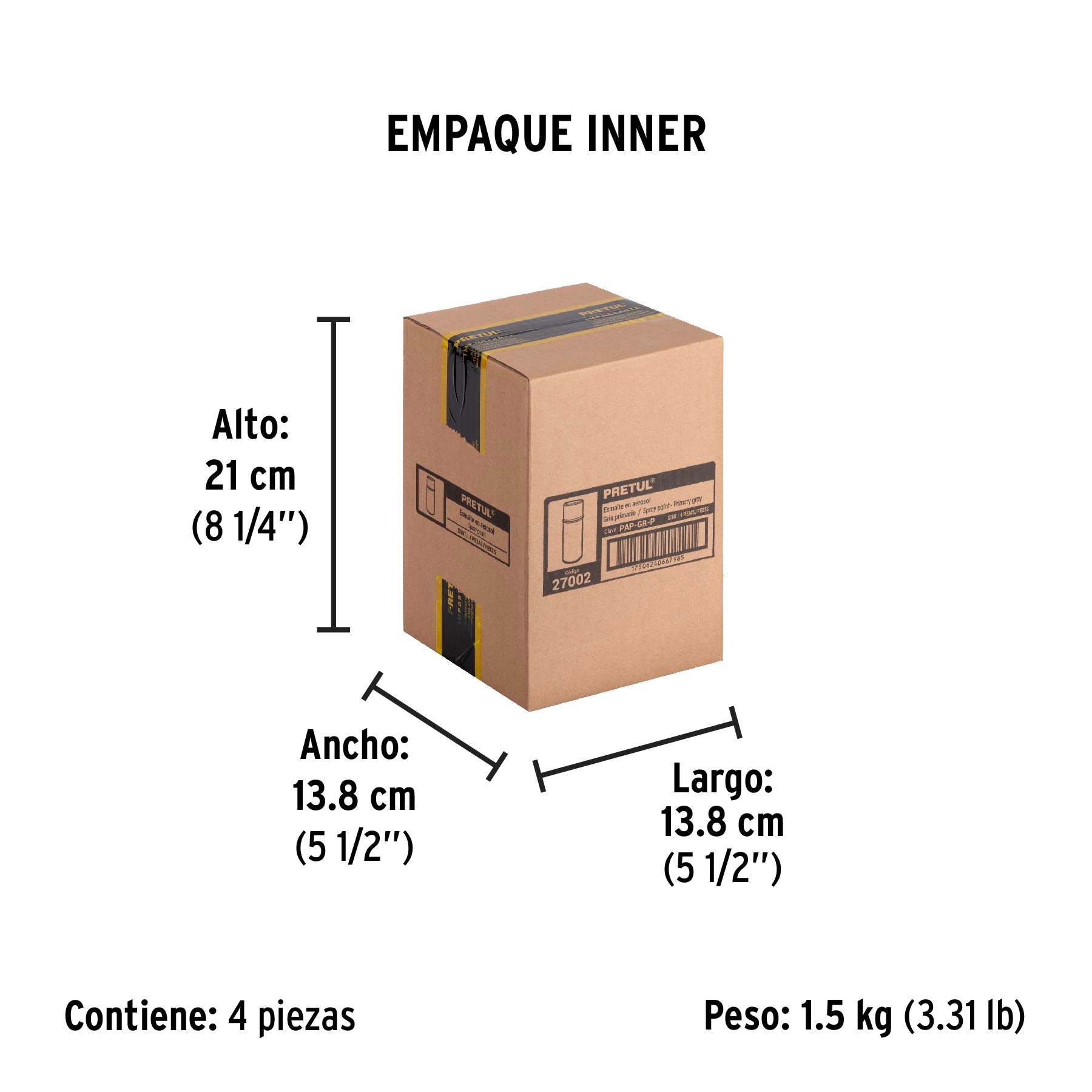 Pintura en aerosol, gris primario, 400ml,Pretul | PAP-GR-P | 27002