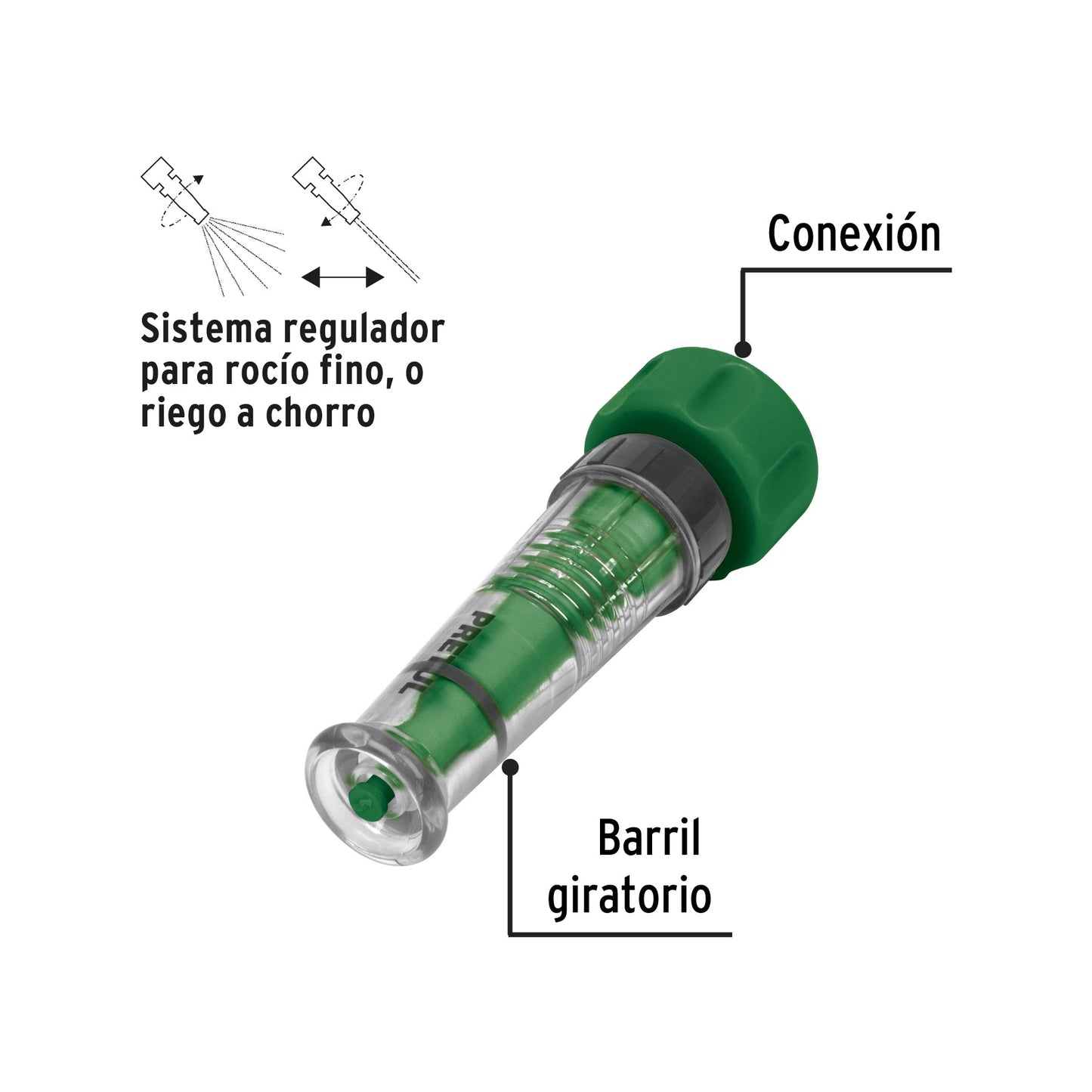 Chiflón 4' de plástico para manguera, a granel, Pretul | CHMA-4PG | 27015