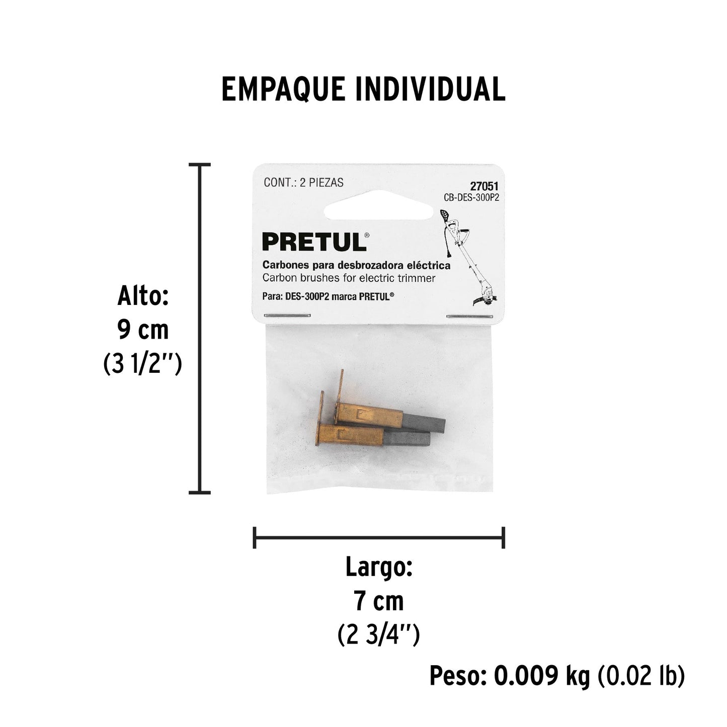 Bolsa con 2 carbones de repuesto para DES-300P2, PRETUL | CB-DES-300P2 | 27051