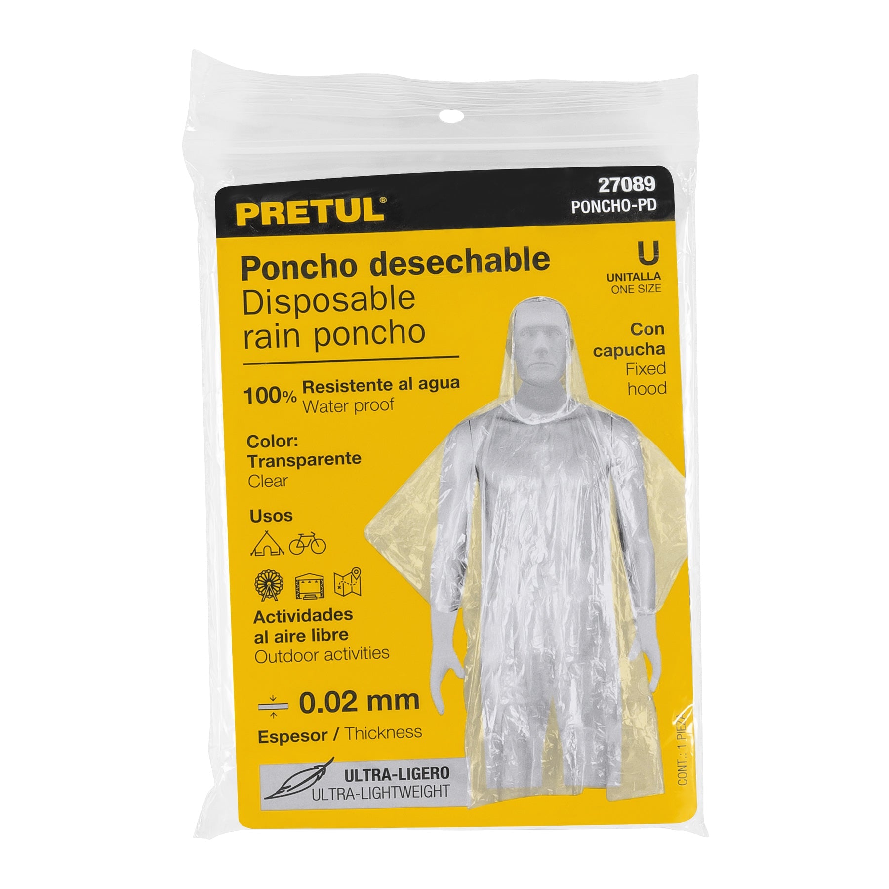 Poncho o capamanga desechable de polietileno, Pretul | PONCHO-PD | 27089