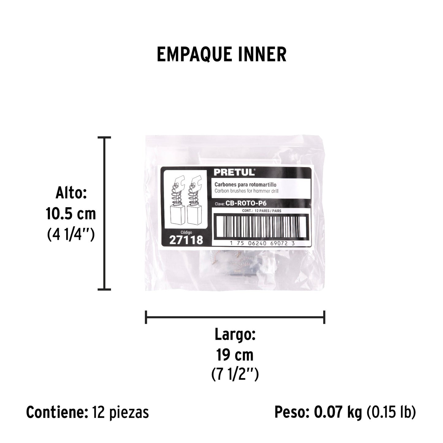 Bolsa con 2 carbones d/repuesto p/ROTO-1/2P6 y 3/8P6, TRUPER | CB-ROTO-P6 | 27118