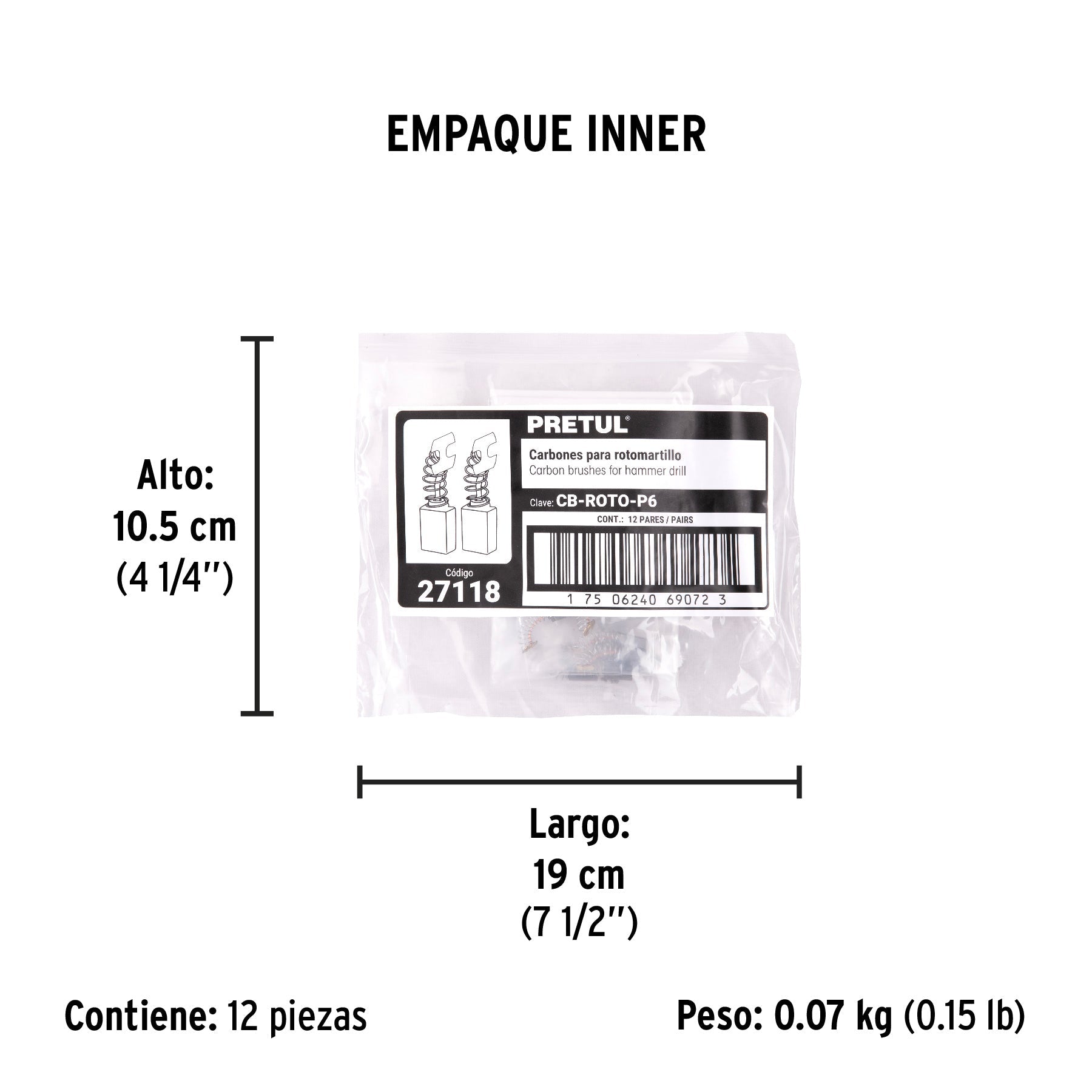 Bolsa con 2 carbones d/repuesto p/ROTO-1/2P6 y 3/8P6, TRUPER | CB-ROTO-P6 | 27118