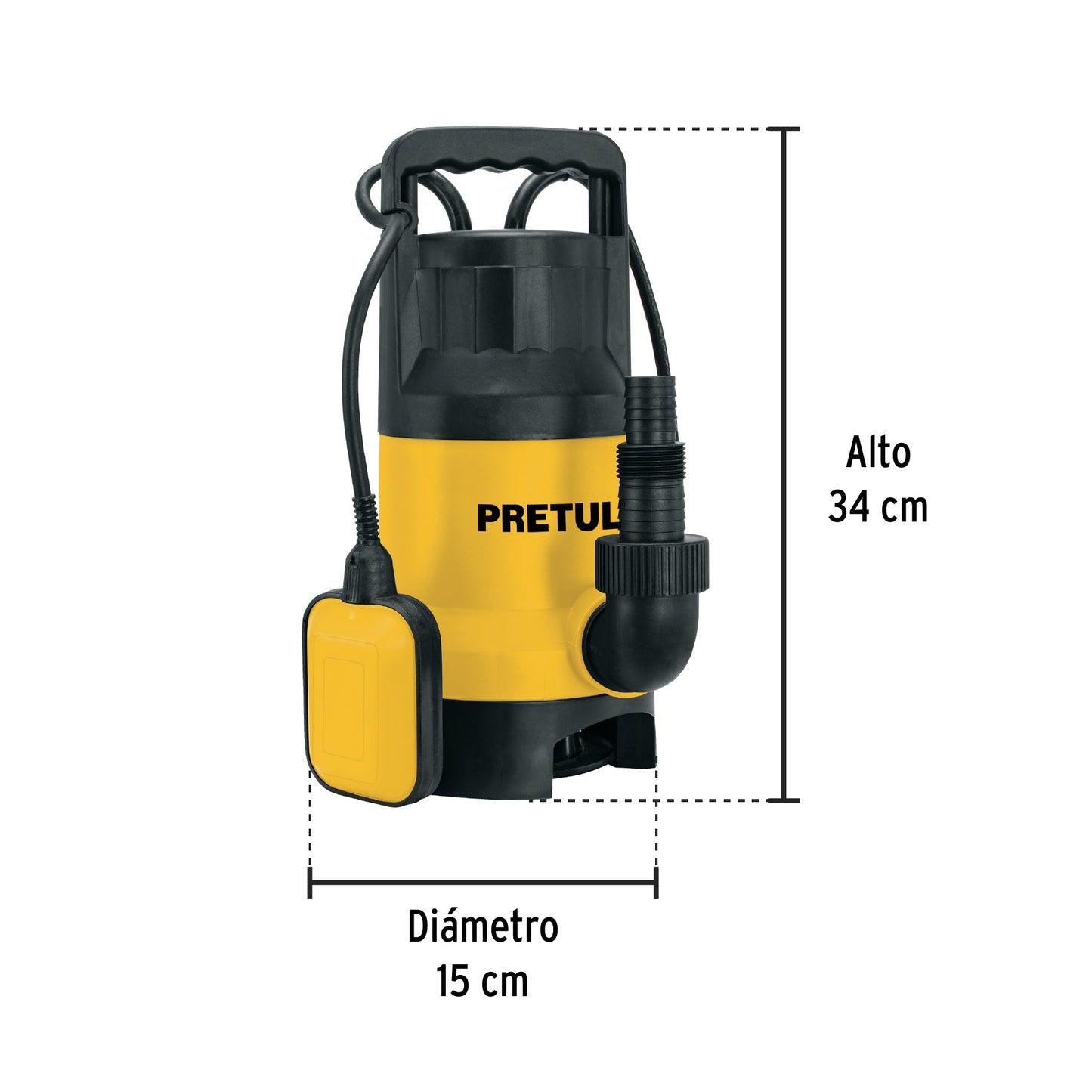 Bomba sumergible plástica, 1-1/2 HP para agua sucia, PRETUL | BOS-1-1/2SPP | 27199