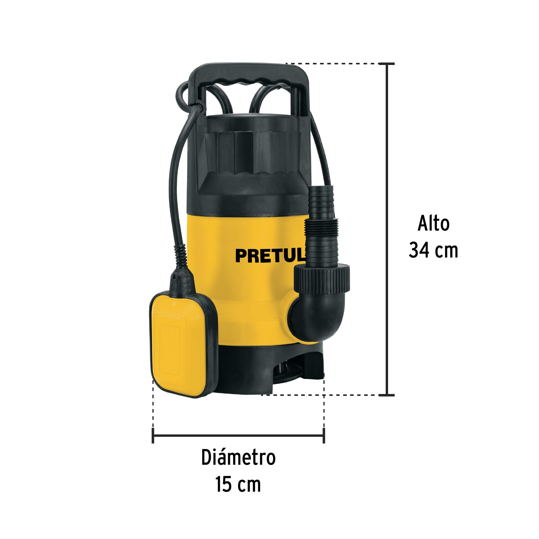 Bomba sumergible plástica, 1-1/2 HP para agua sucia, PRETUL | BOS-1-1/2SPP | 27199