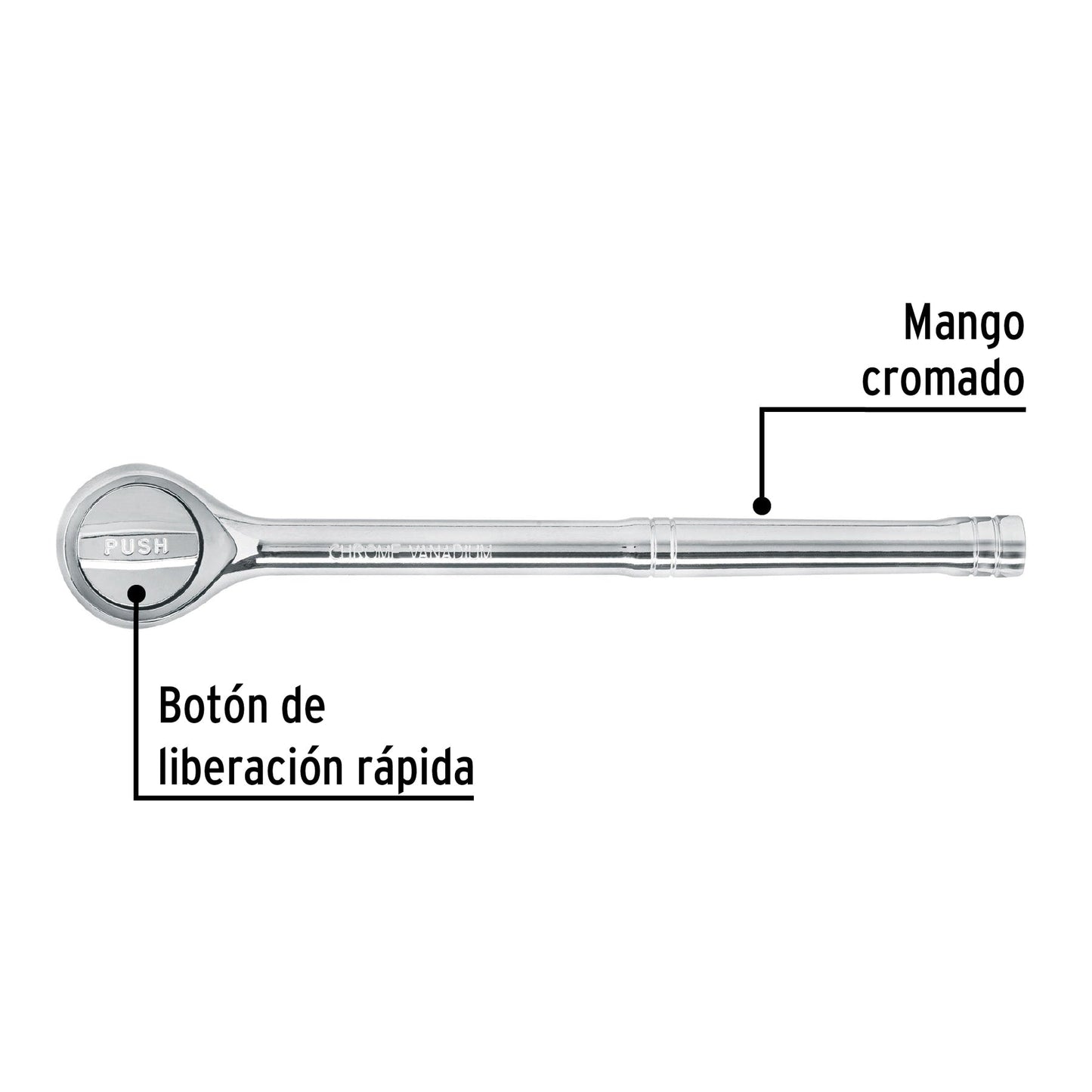 Matraca cuadro 1/2' liberación rápida cabeza redonda, Pretul | M-1245P | 27351