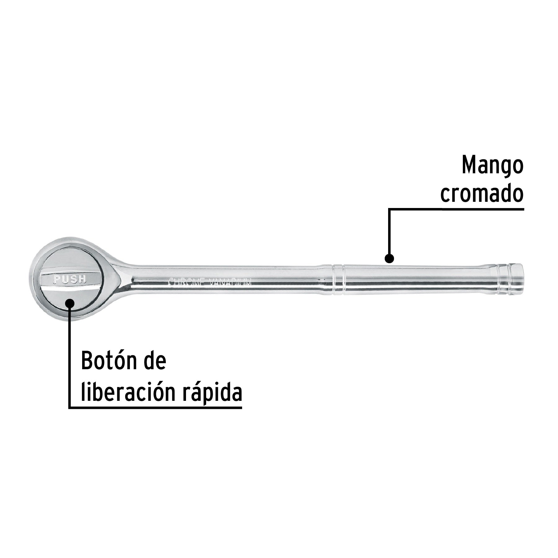Matraca cuadro 1/2' liberación rápida cabeza redonda, Pretul | M-1245P | 27351