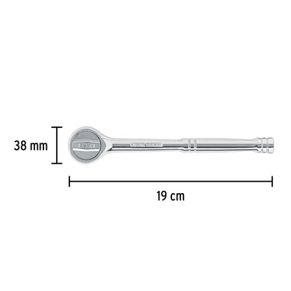 Matraca cuadro 3/8' liberación rápida cabeza redonda, Pretul | M-3845P | 27352