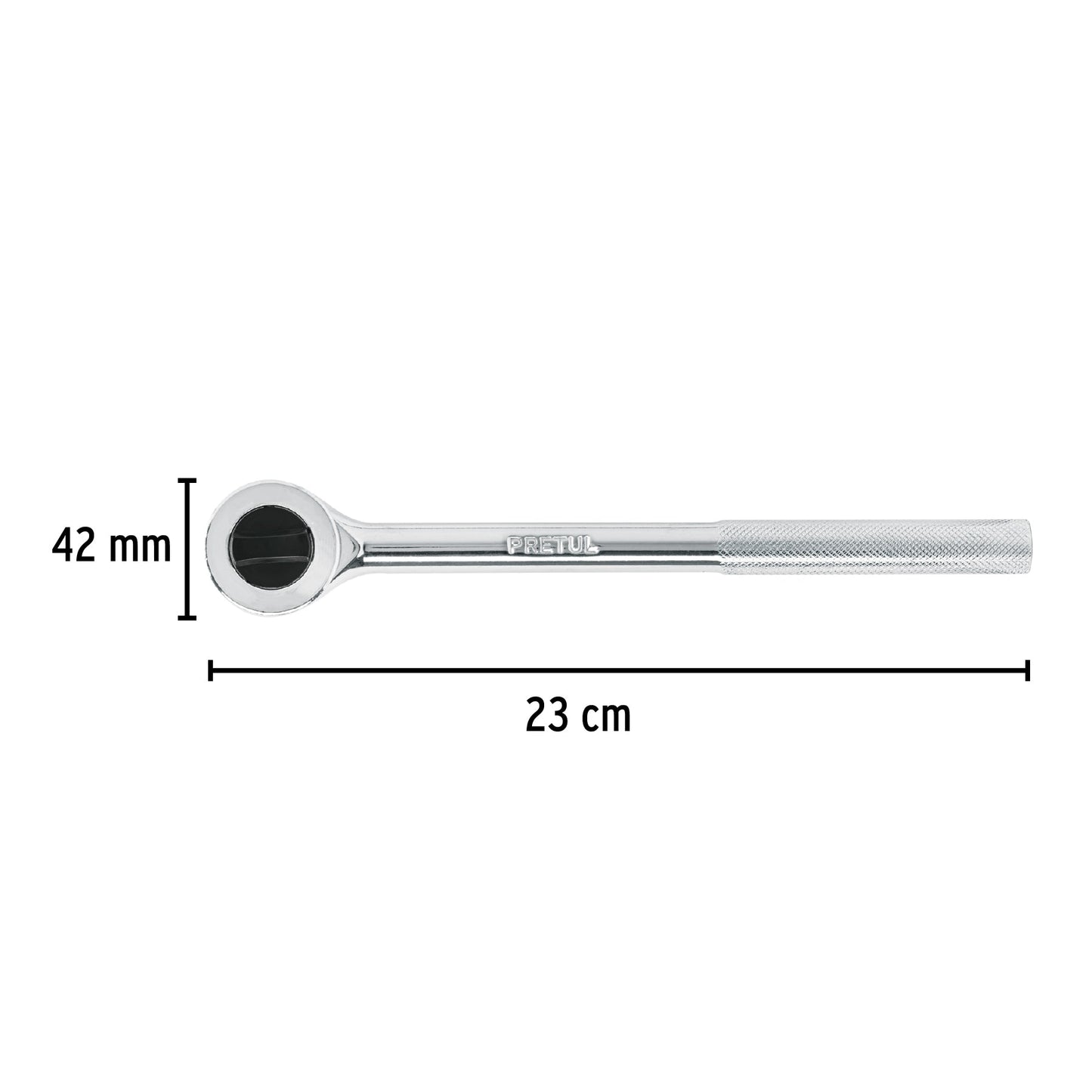 Matraca cuadro 1/2' cabeza redonda con disco, Pretul | M-1245DP | 27353