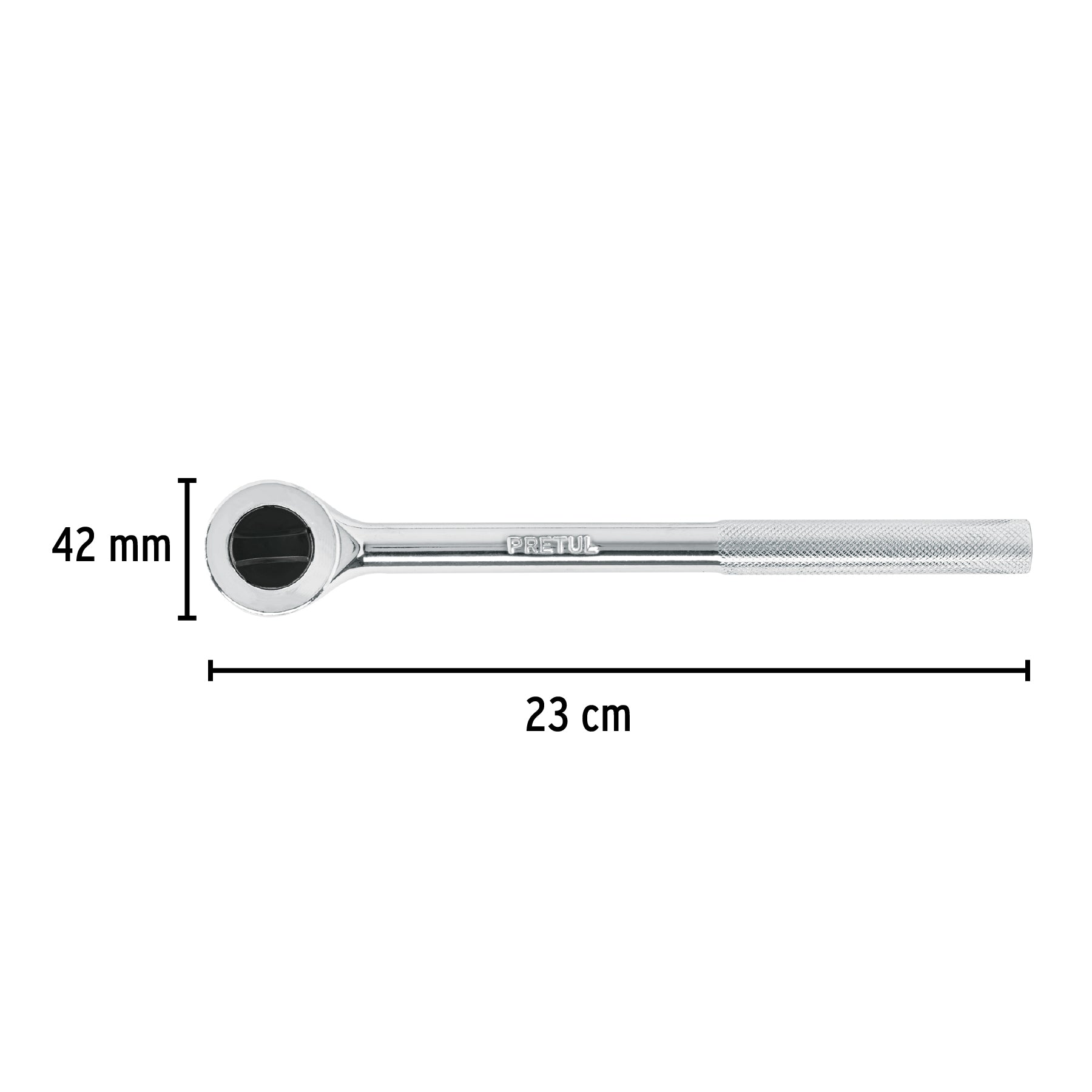Matraca cuadro 1/2' cabeza redonda con disco, Pretul | M-1245DP | 27353
