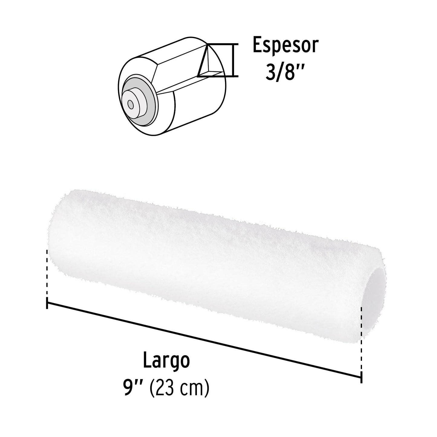 Felpa para rodillo, 9 x 3/8', superficies lisas, PRETUL | R-ROPI-910P | 28041