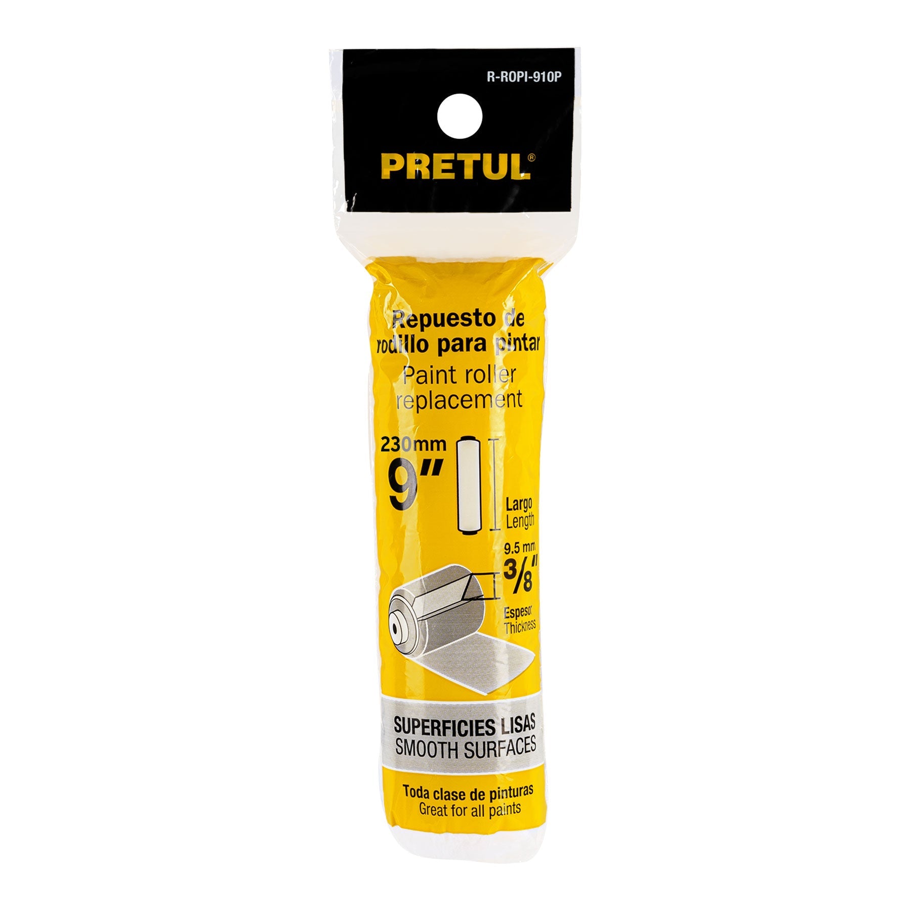 Felpa para rodillo, 9 x 3/8', superficies lisas, PRETUL | R-ROPI-910P | 28041