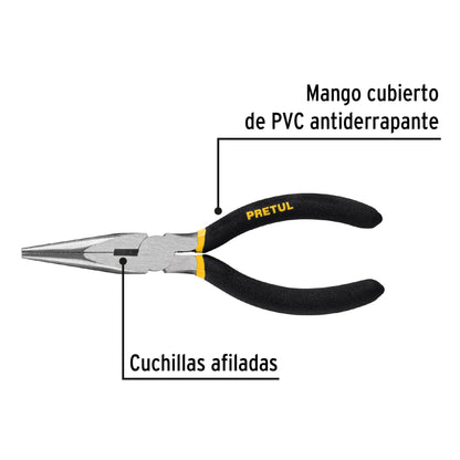 Pinza de punta y corte 6' mango de vinil, a granel, Pretul | PPC-6PG | 28158