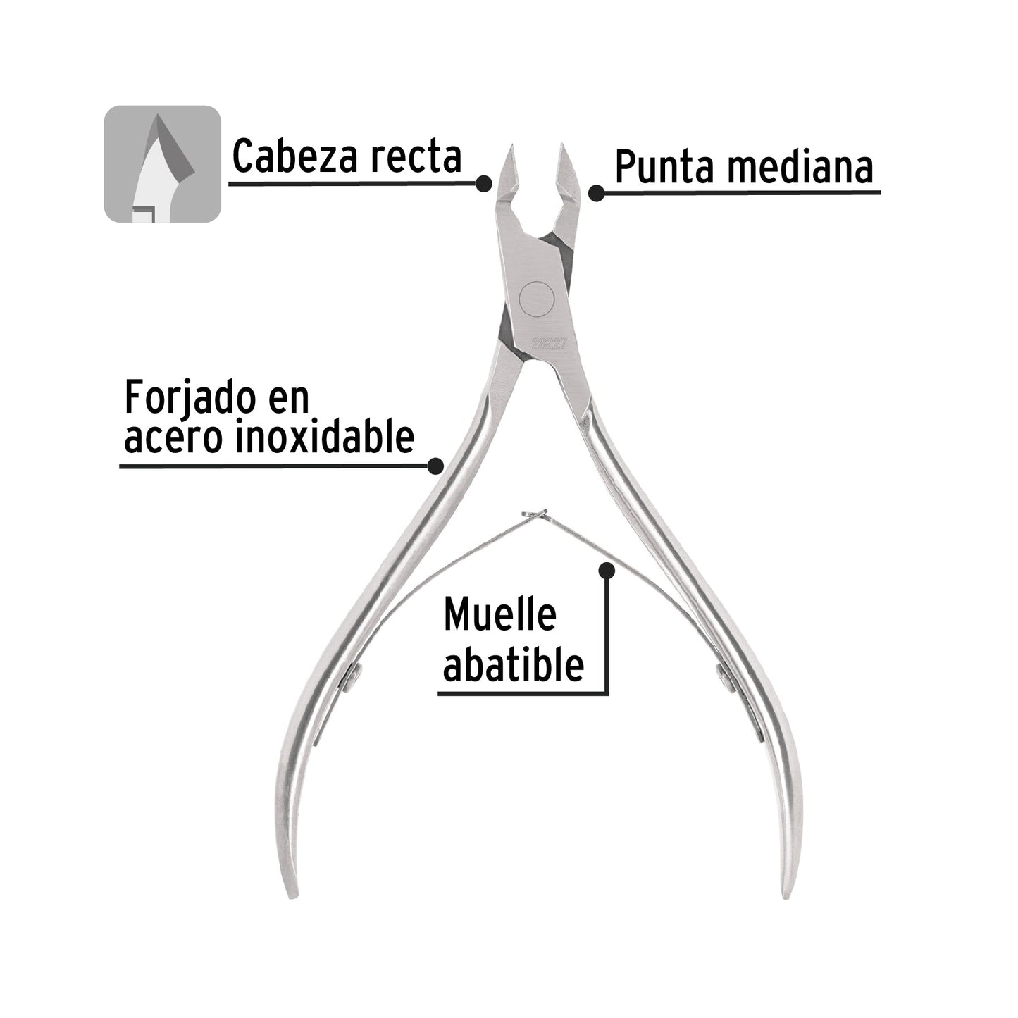 Alicate para manicure 4' cabeza recta, punta mediana, PRETUL | UNA-241P | 28227