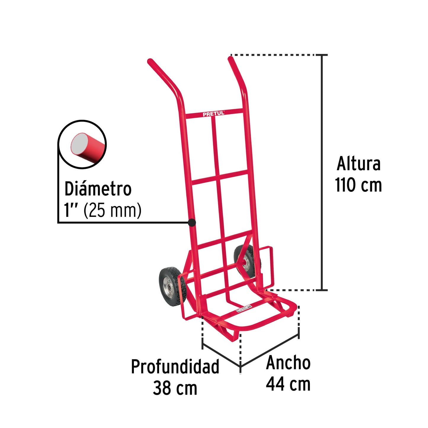 Diablo de carga de 200 kg, ruedas sólidas, balero sencillo | DIA-200 | 44476